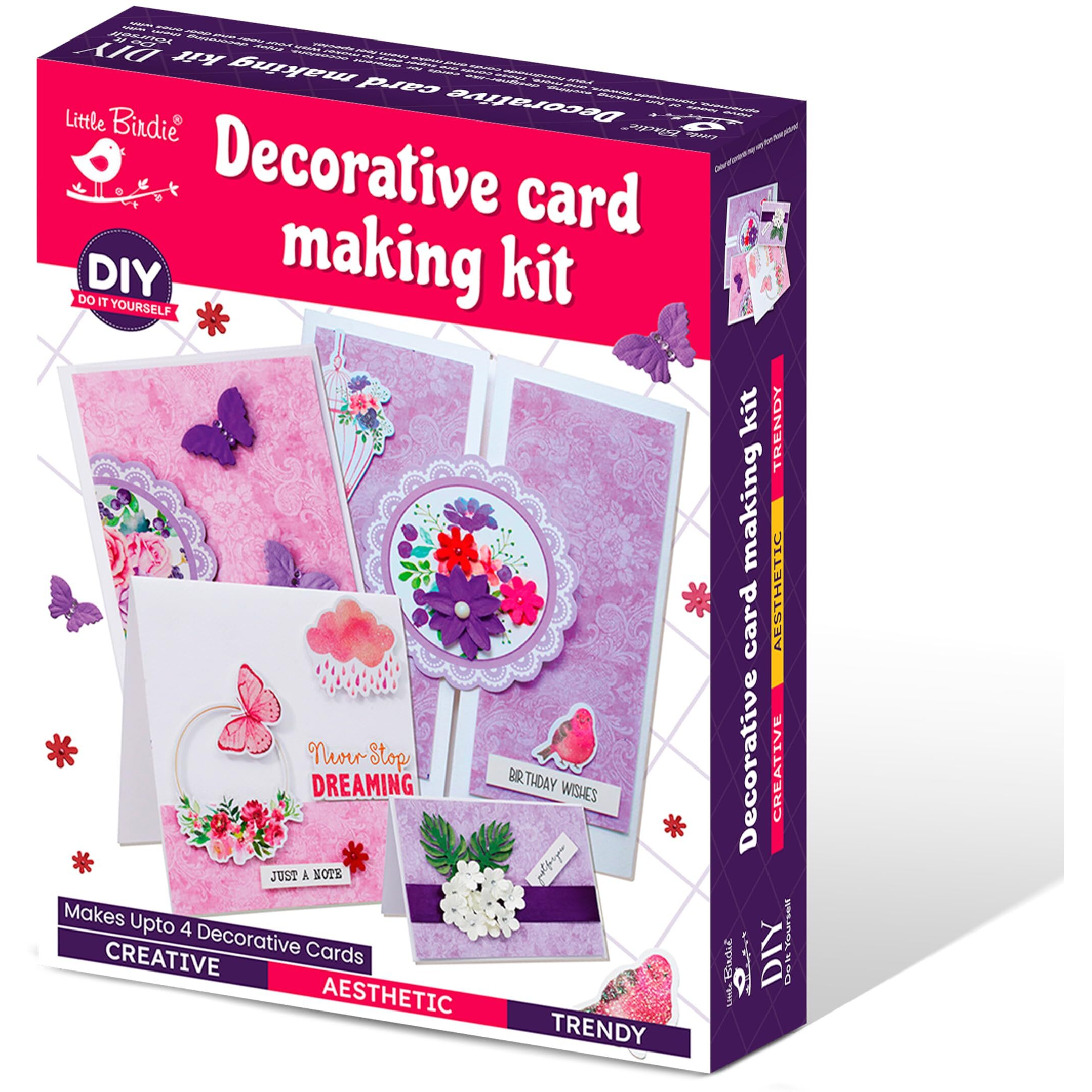 Little Birdie Diy Decorative Card Making Kit 1 Box| For Greeting Card, Art & Craft, Creative, Fun & Activity Diy Learning Kit | Gift For Kids, Girls And Boys