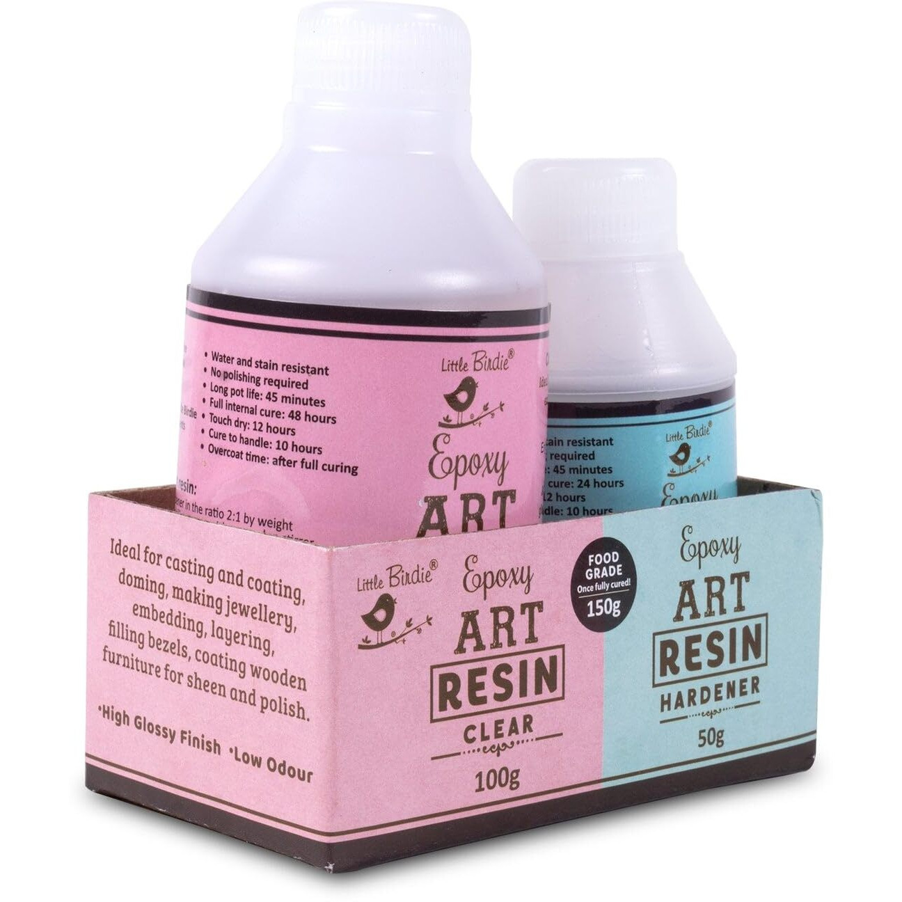 Little Birdie Epoxy Art Resin And Hardener Transperant 150G Bottle & Silicone Mould Hexagonal Coaster L4.75 X W4Inch Approx 1Pc