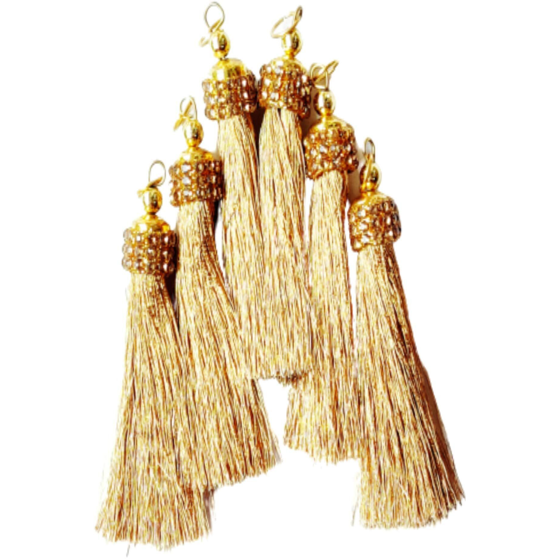 Paushak Boutique Golden Broom Stone Latkan (Set Of 3)