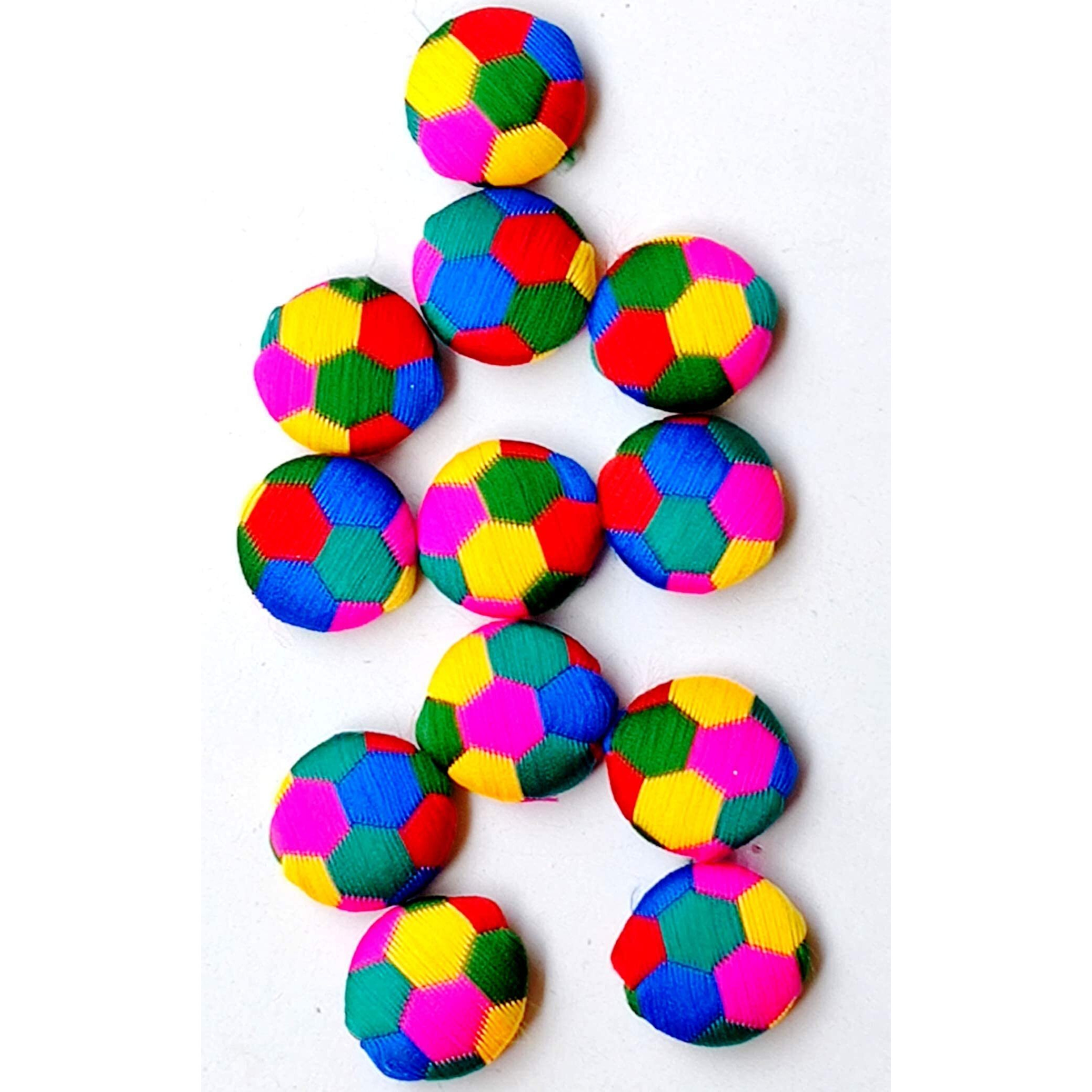 Paushak Boutique Multicolour Thread Embroidery Round Button (Piece Of 8)