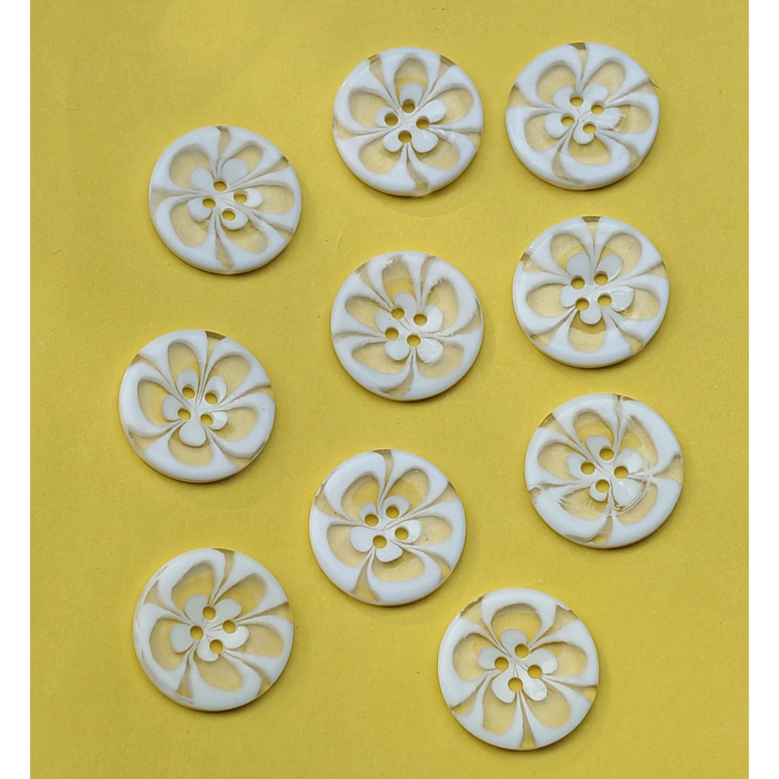 Paushak Boutique White Transparent Lahariya Print Button (Piece Of 10)