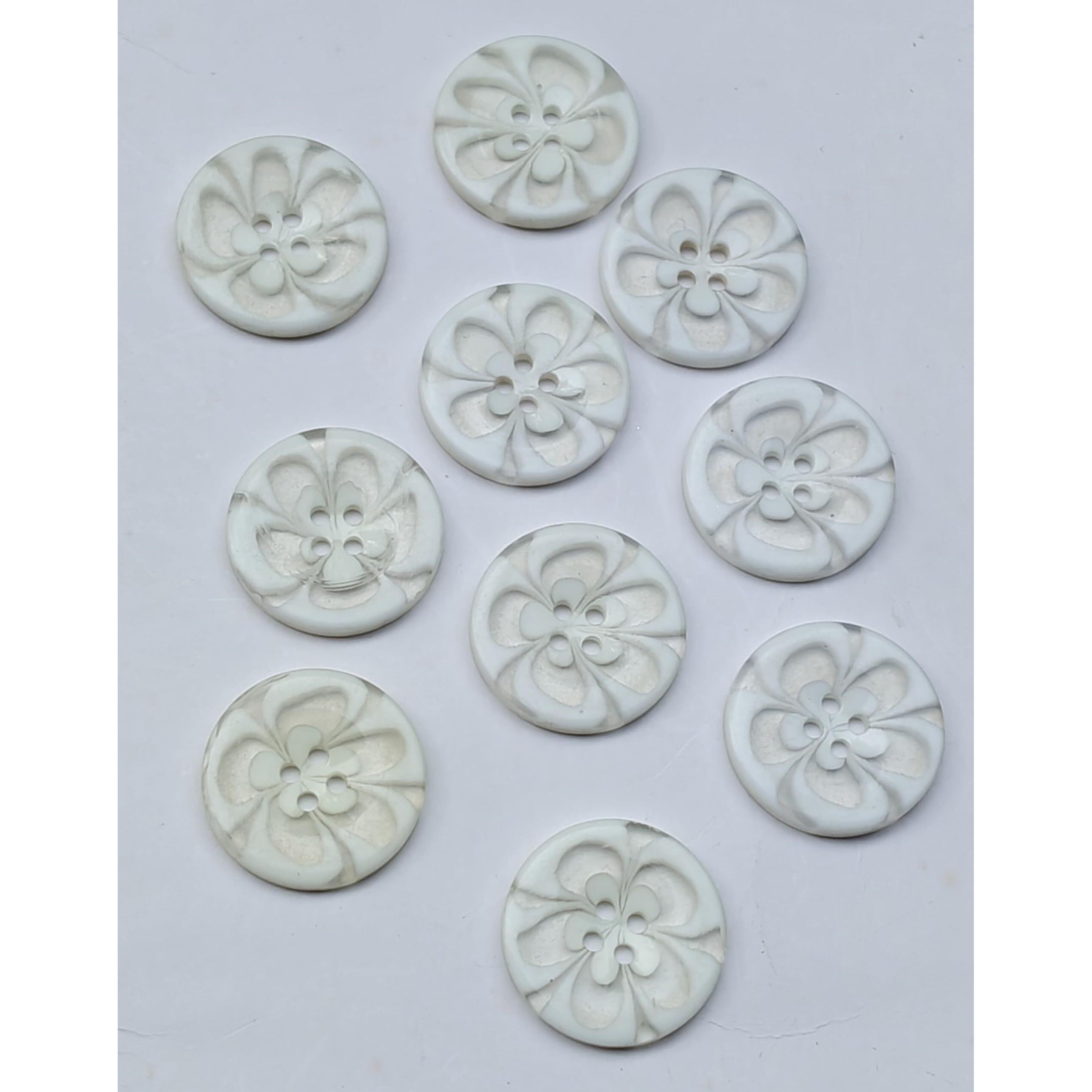 Paushak Boutique White Transparent Lahariya Print Button (Piece Of 10)