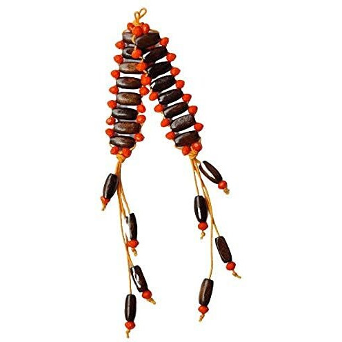 Paushak Boutique Beautiful Wooden Orange Beads Handmade Hanging Button (Set Of 1)