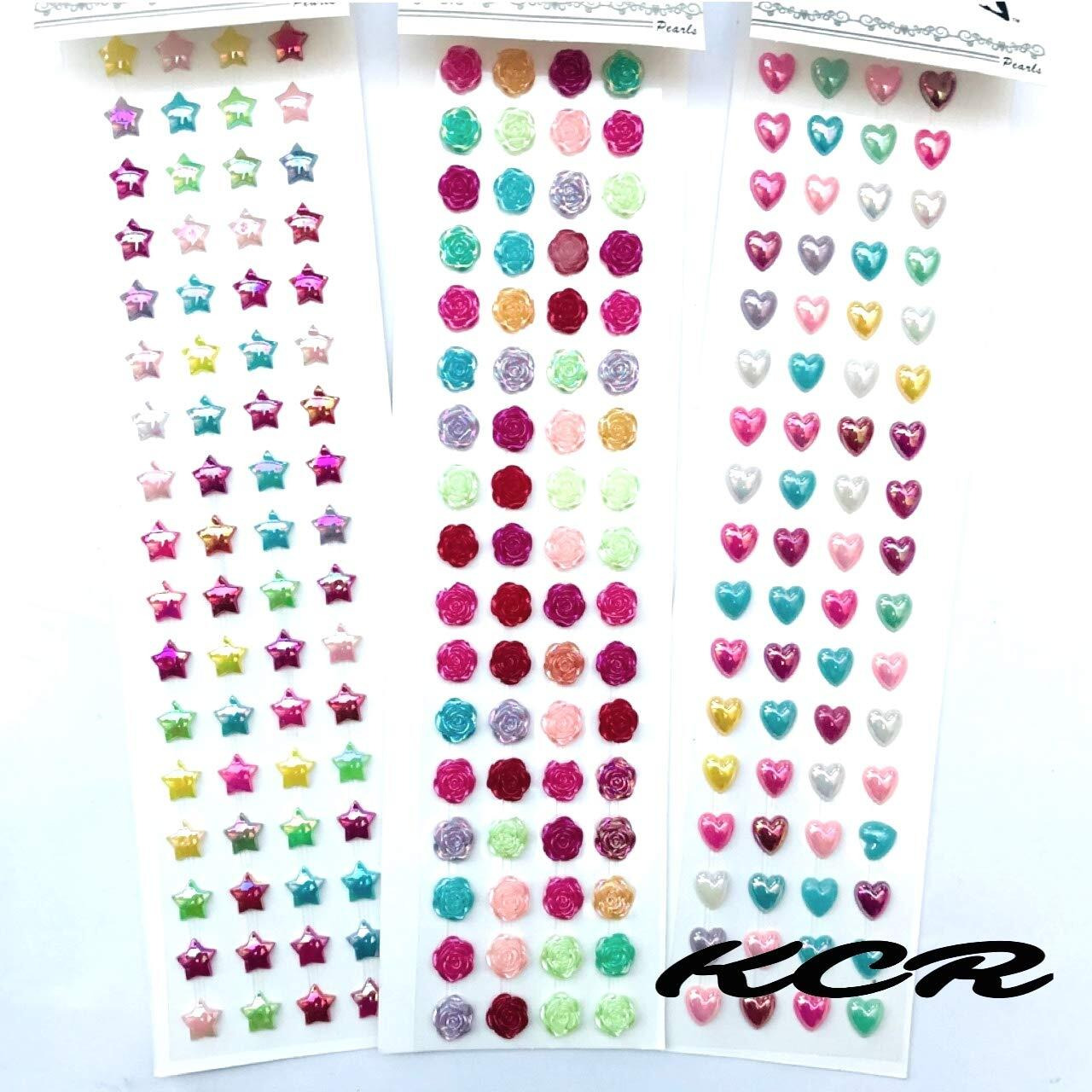 Kcr Crystal Star, Heart & Flower Shape Self Adhesive Stone Stickers For Children For Art & Craft(Set Of 3)