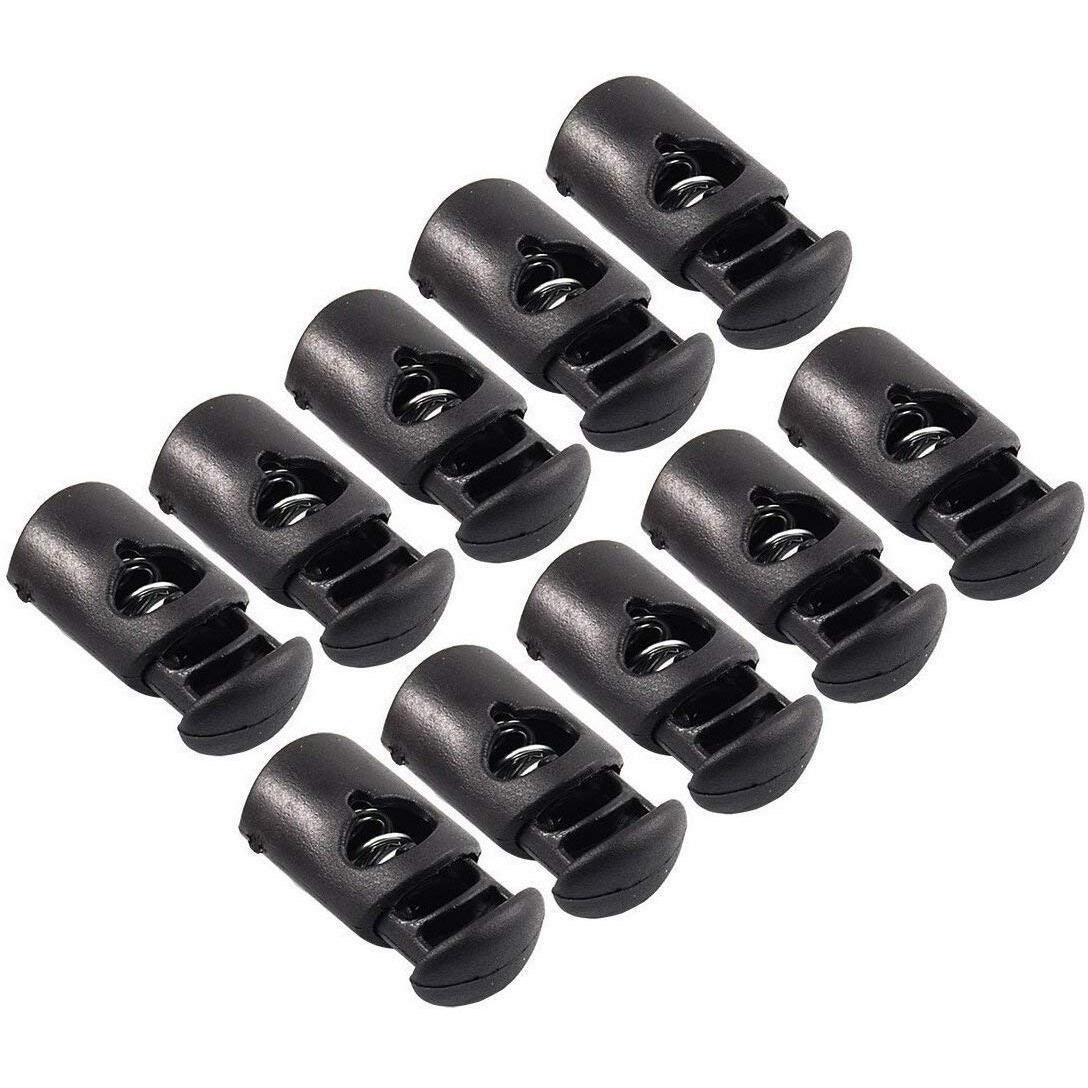 Add Gear 50 Pcs Drawstring Stopper Cord Lock Plastic Toggle Stopper- For Shoelace Paracord Drawstrings Bags Clothing Strings - Black