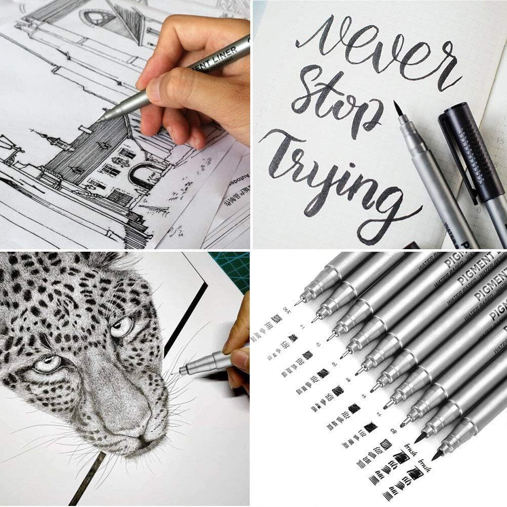 Schubert Black Micro-Pen Fineliner Ink Pens - Waterproof Archival Ink Micro Fine Point Writing Drawing Pens For Sketching, Anime, Artist Illustration, Technical Drawing, Office Documents, Scrapbooking