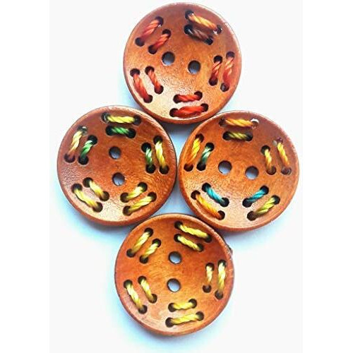 Paushak Boutique Wooden Rust Designer Button (Piece Of 10)