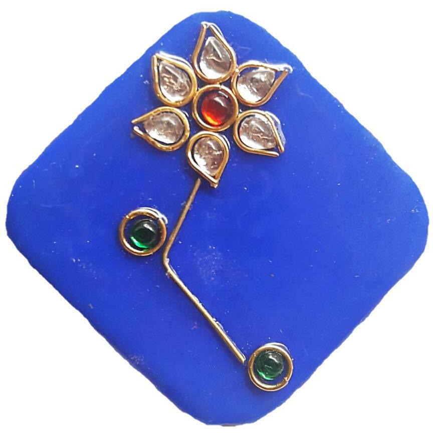 Paushak Boutique Beautiful Royal Blue Kundan Handwork Button For Indian Dresses For Kurties,Gowns And Party Wears Dresses (Piece Of 3)