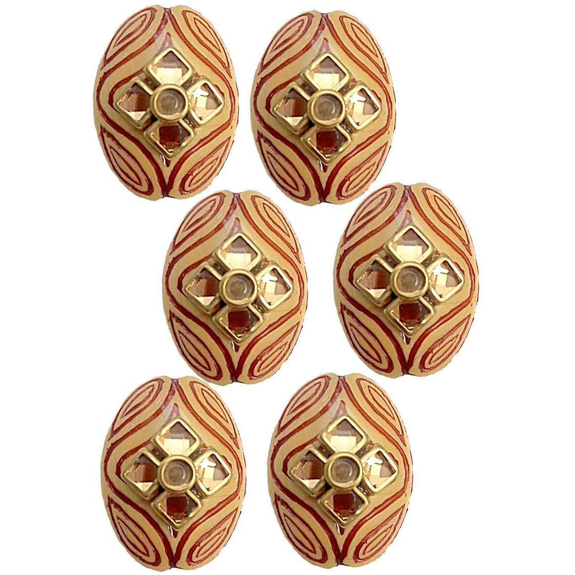 Paushak Boutique Oval Buff Printed Button For Indian Dresses For Kurties,Gowns And Party Wears Dresses (Piece Of 5)