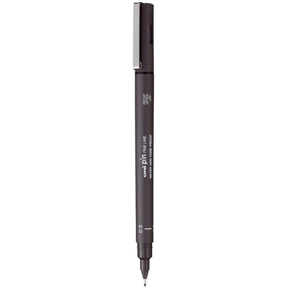 Uniball Pin-200 0.5 Mm Fineliner Drawing Pen | Water & Fade Proof Pigment Ink | Ideal For Technical Drawing, Mandala, Calligraphy, Sketching, Doodle Drawing & Diy Crafts | Dark Grey, Pack Of 1