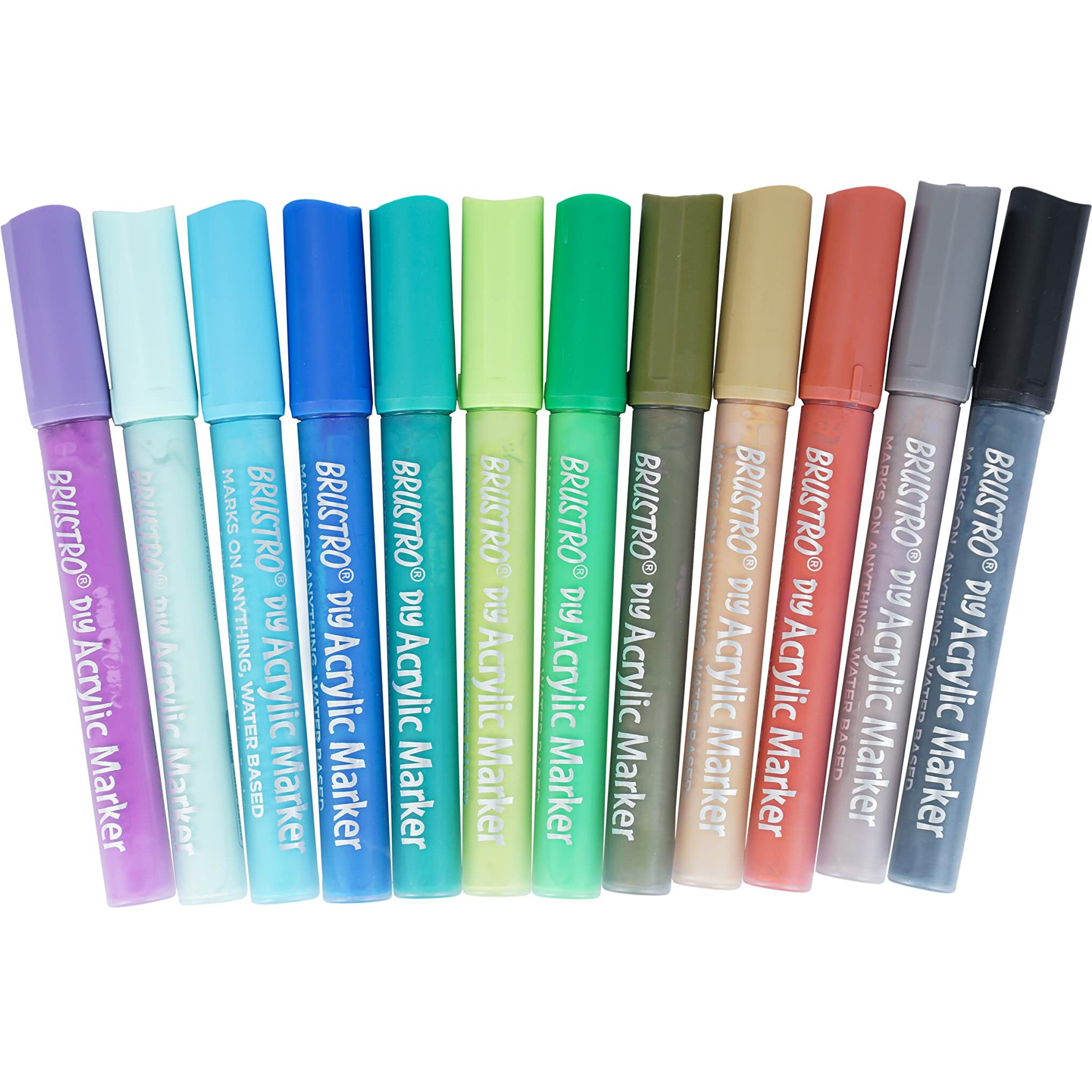 Brustro Acrylic (Diy) Marker Set Of 24, Tip Size - 2Mm |Water & Uv Resistant,Matte Finish,Non-Toxic Colours|Ideal For Craftworks,School, Works On Glass & Plastic
