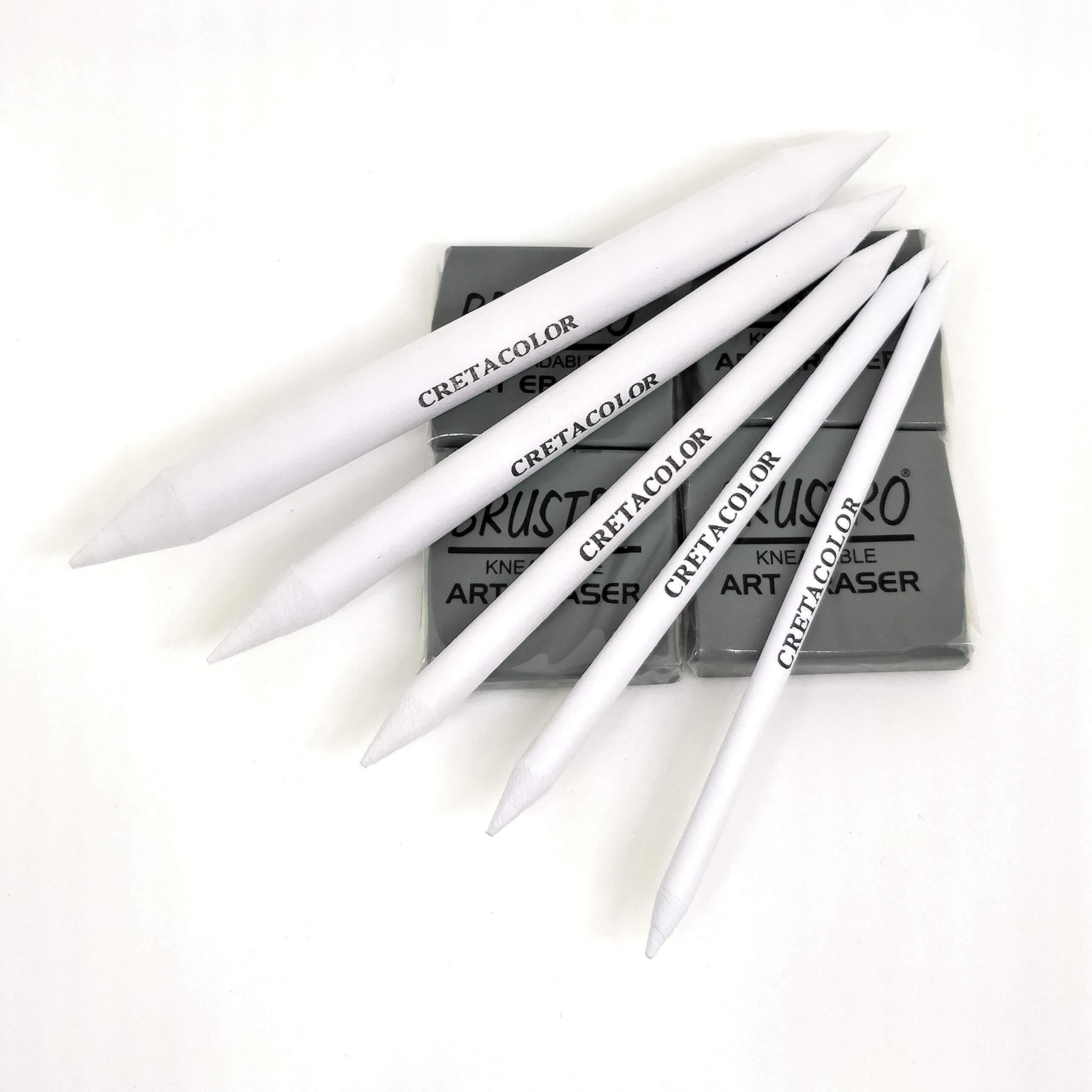Brustro Kneadable Art Eraser Pack Of 4 With Cretacolor Blending Stump Set Of 5