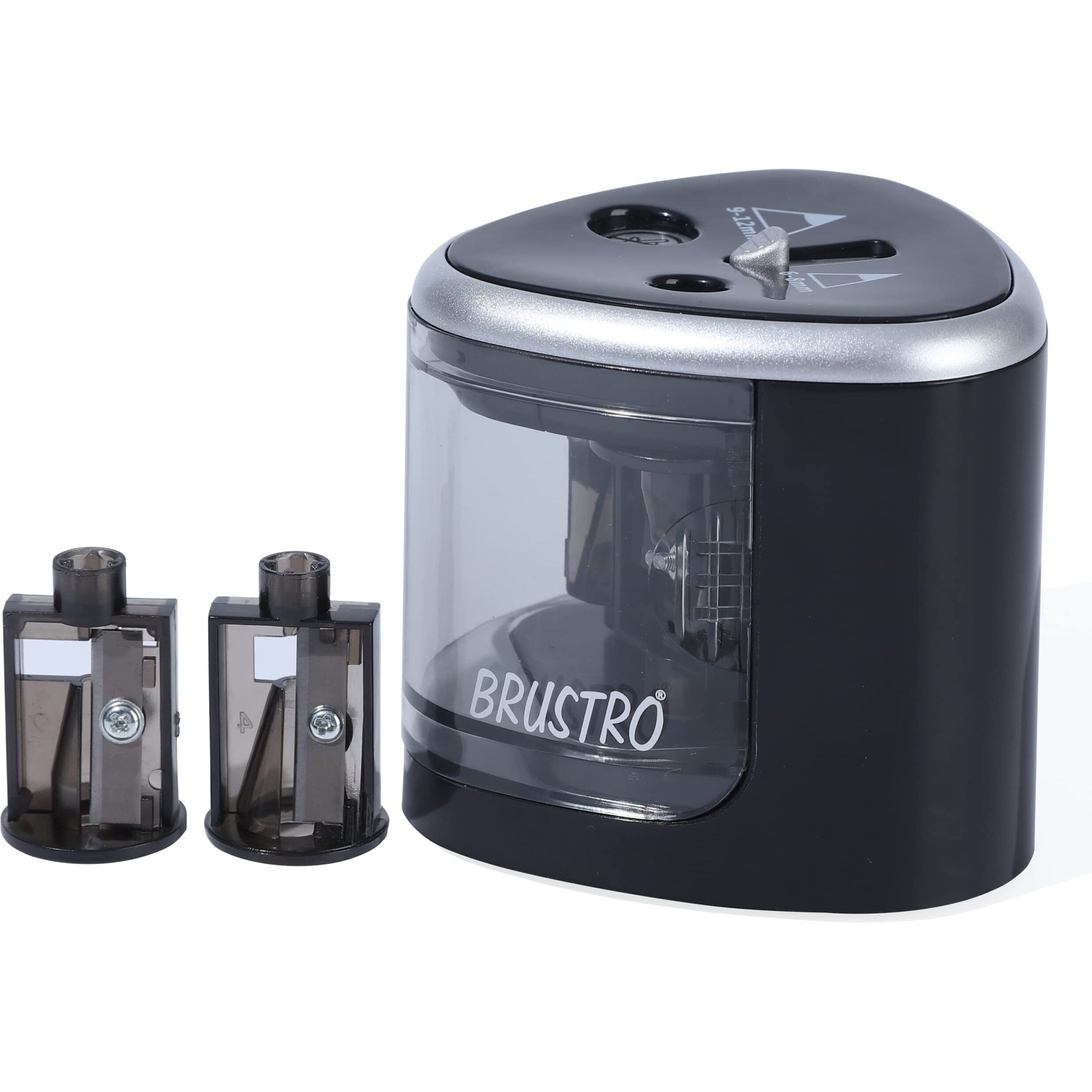 Brustro Double Hole Battery Operated Pencil Sharpener | Auto Feed For Charcoal, Graphite And Pastel Pencils | Ideal For Artists And Students