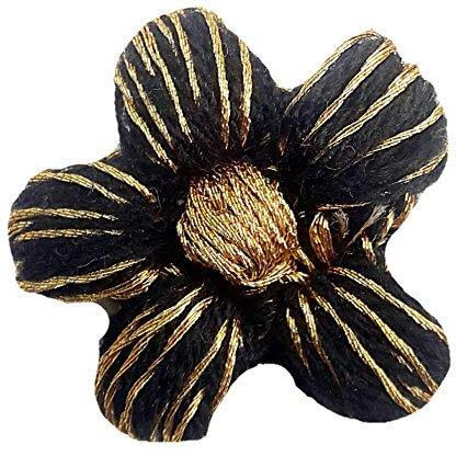 Paushak Boutique Black Golden Woolen Flower Button For Indian Dresses For Kurties,Gowns And Party Wears Dresses (Piece Of 5)