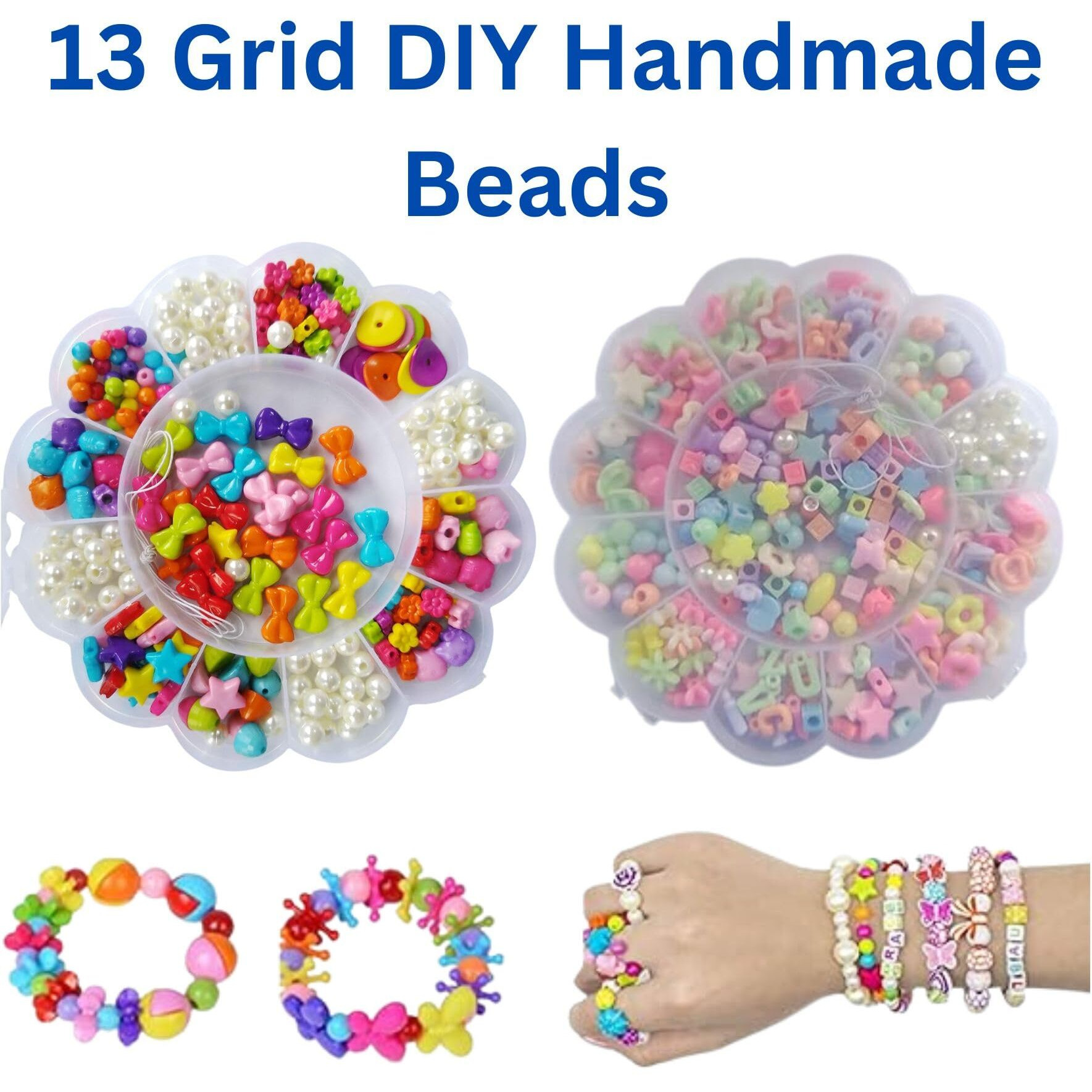 Gold Leaf Acrylic Loom Beads Set With Box  Jewelry Making Kit For Girls  Includes Elastic Cord, Accessories, Diy Bracelet & Necklace Kit, Arts & Crafts Gift Toy (Design May Vary)