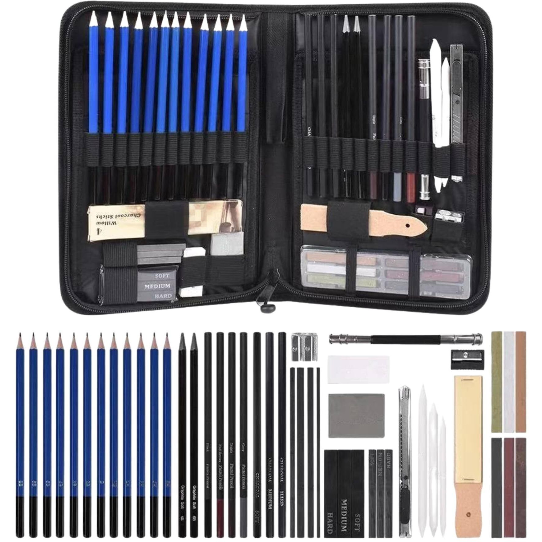 Gold Leaf Drawing Sketching Pencils Set, 48-Pieces,Sketching Pencils Set With Sketch Book Artists Drawing Kit With Graphite Pencil, Rubber And Sharpener Set Of Art Kit And Supplies For Kids And Adults