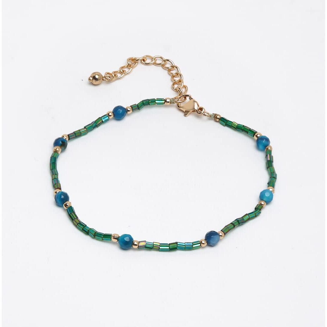 Madame Suede Chain Seed Bead Glass Metal Beacelet Set, Rose Gold