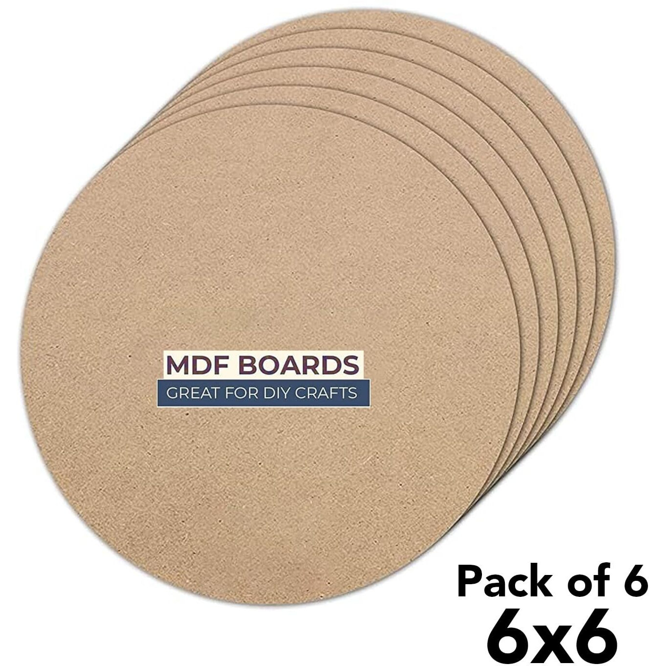 Tinker Squad Mdf Boards For Art And Craft | 6X6 Inch Round Wooden Card Board | Diy Coaster Cutouts | 6 Pieces | Pine Wood