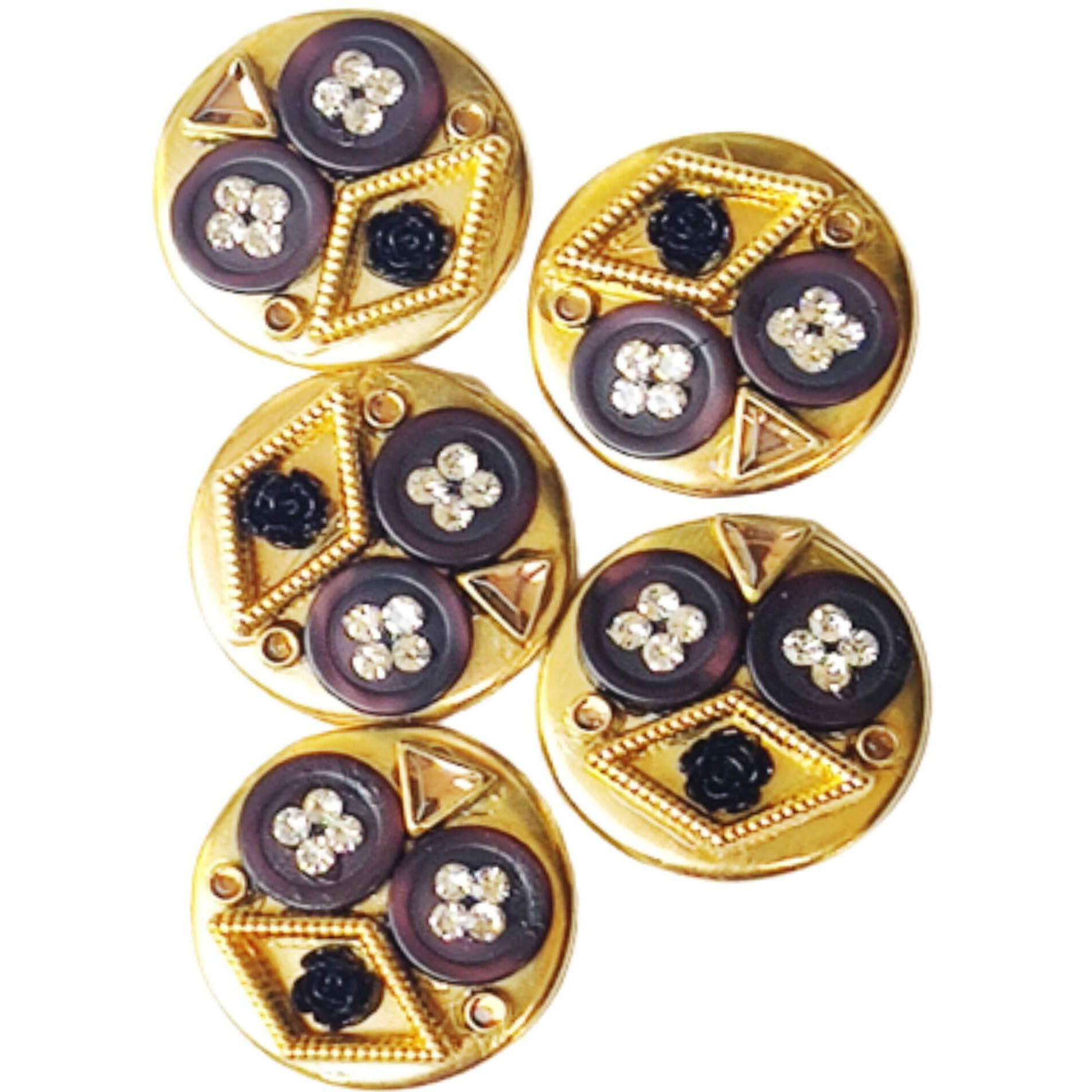 Paushak Boutique Golden And Coca-Cola Button (5 Pieces)