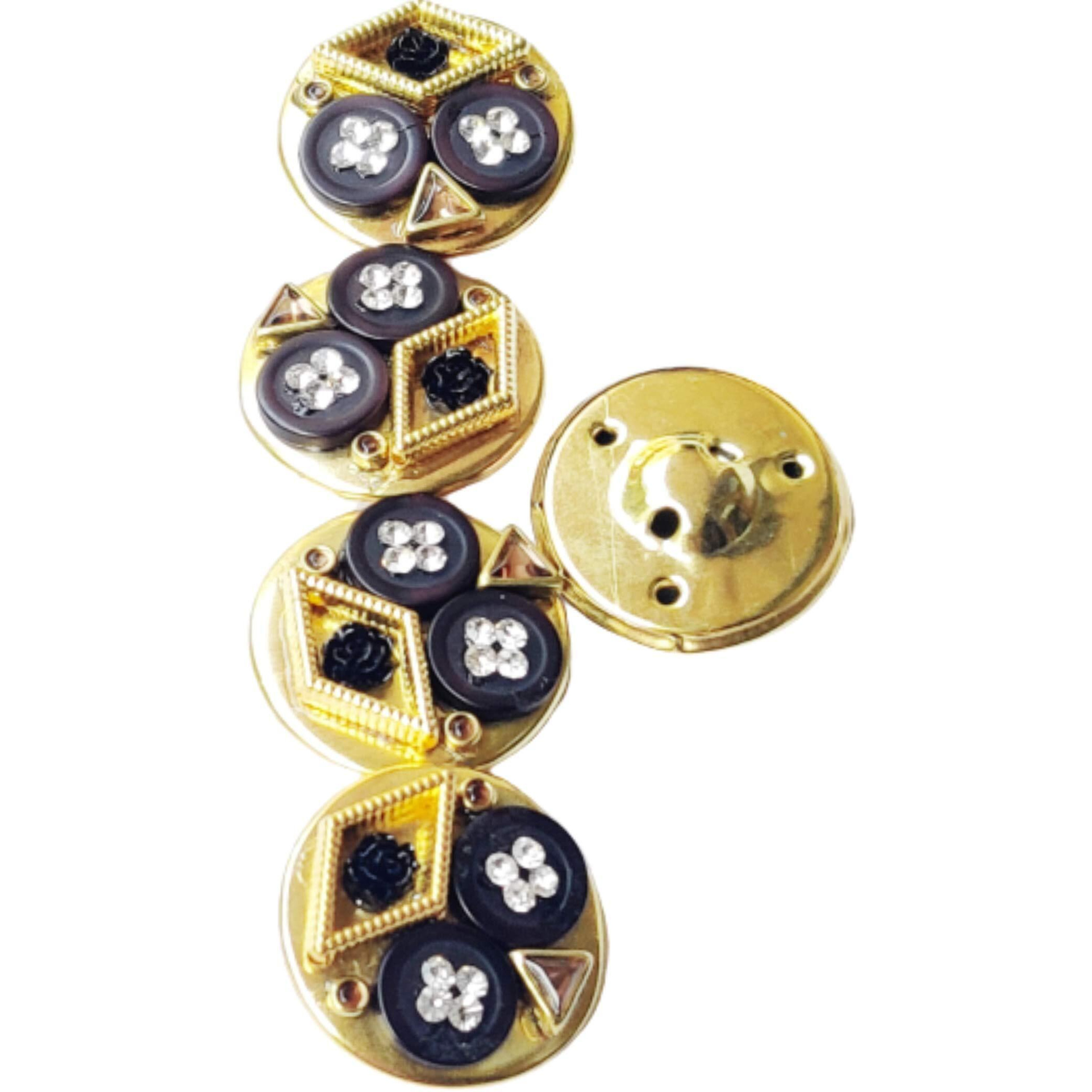 Paushak Boutique Golden And Coca-Cola Button (5 Pieces)