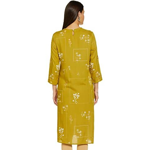 Max Women's Rayon Straight Tunic Shirt (Tfes22Ecpf08_Lime Green