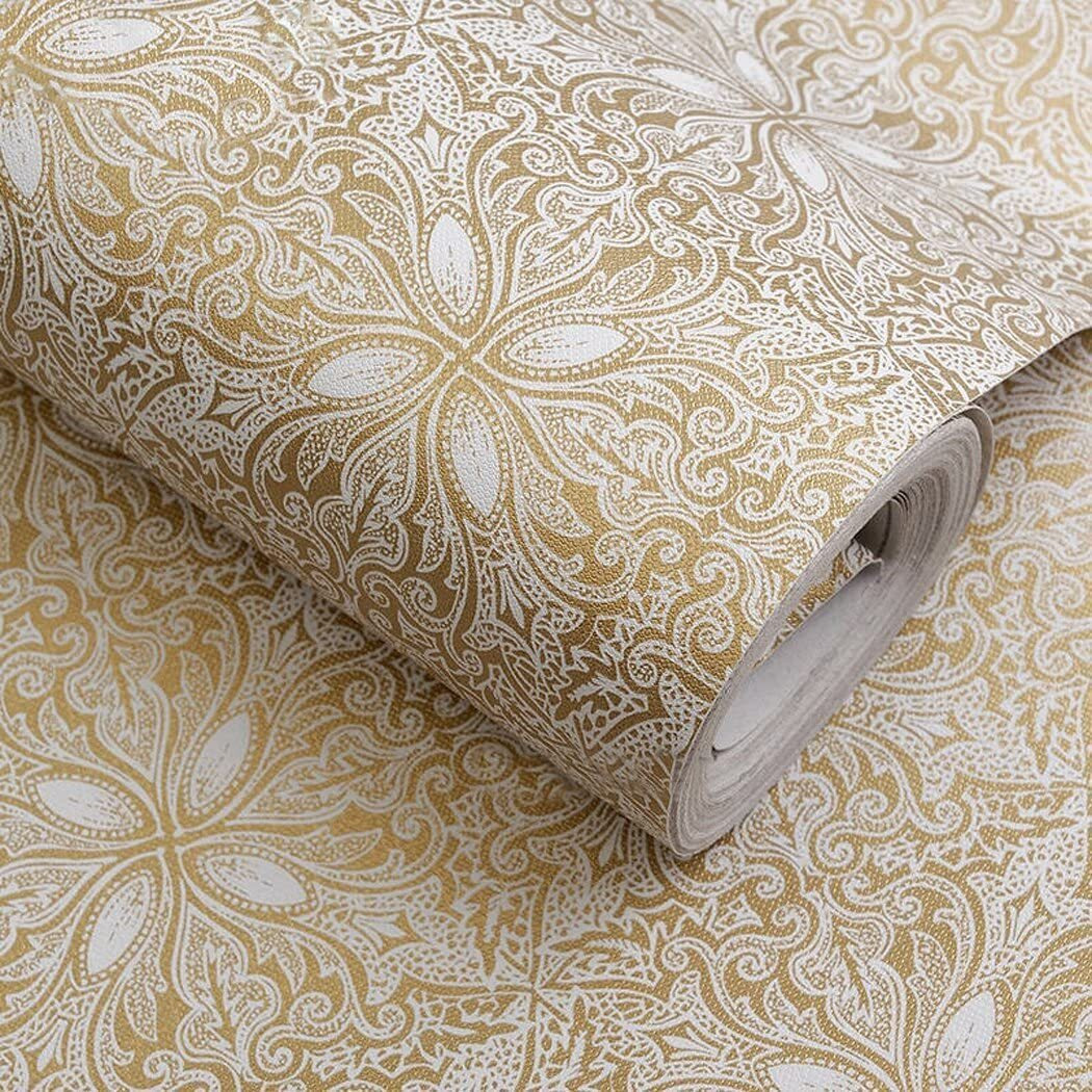 Annacreations Self Adhesive Decorative Peel Stick Sea Green Waterproof Floral Wallpaper Removable Wall Sticker For Living Room Hall Decoration Pvc Vinyl Diy Wall Stickers 45X304Cm (Brown Floral)