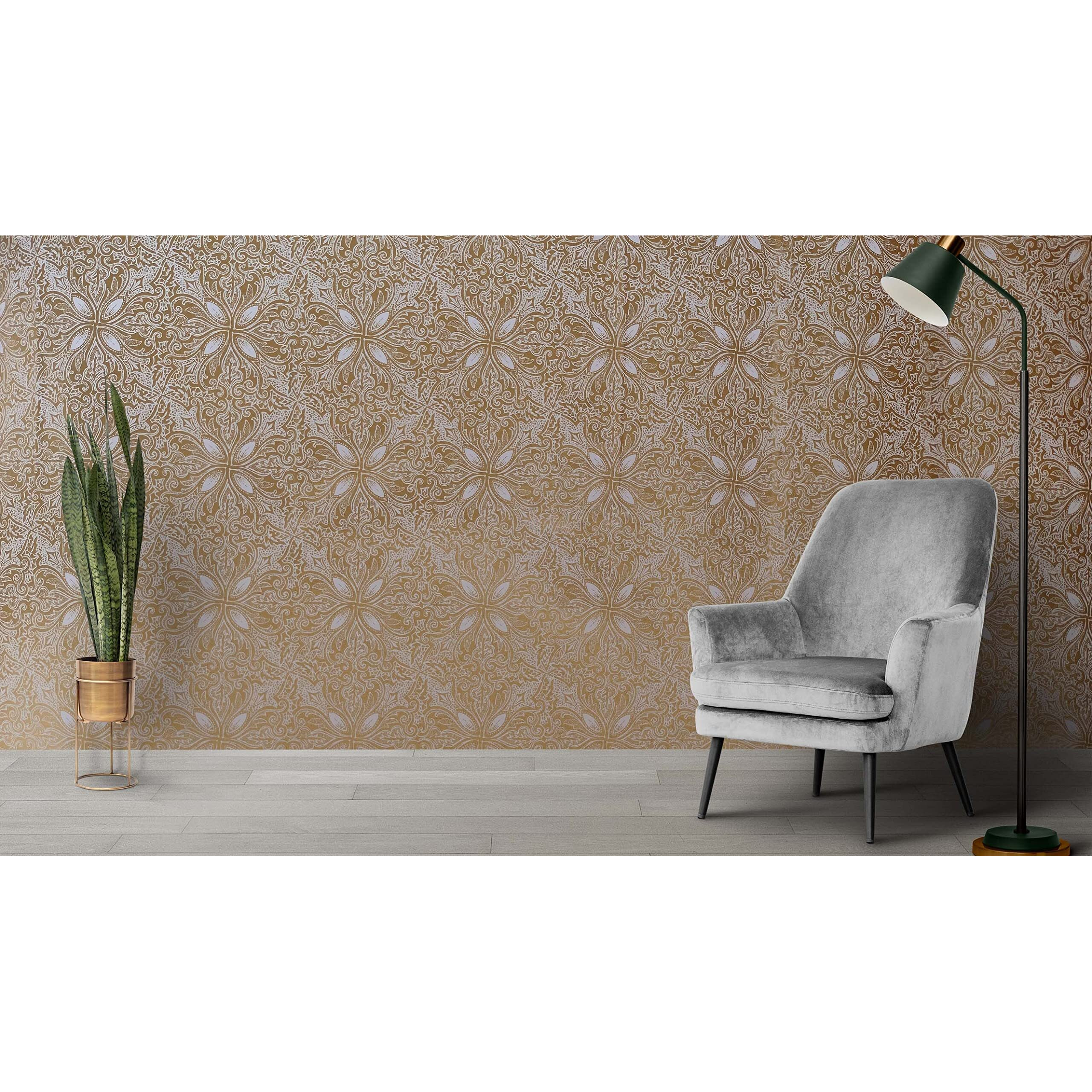 Annacreations Self Adhesive Decorative Peel Stick Sea Green Waterproof Floral Wallpaper Removable Wall Sticker For Living Room Hall Decoration Pvc Vinyl Diy Wall Stickers 45X304Cm (Brown Floral)