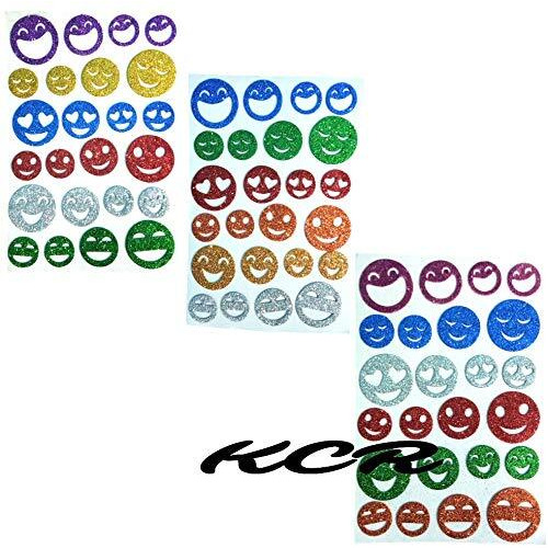 Kcr Eva Foam Glitter Smileys/Emojis Self Adhesive Stickers For Kids, Children Learning Or Art & Craft(Set Of 3)