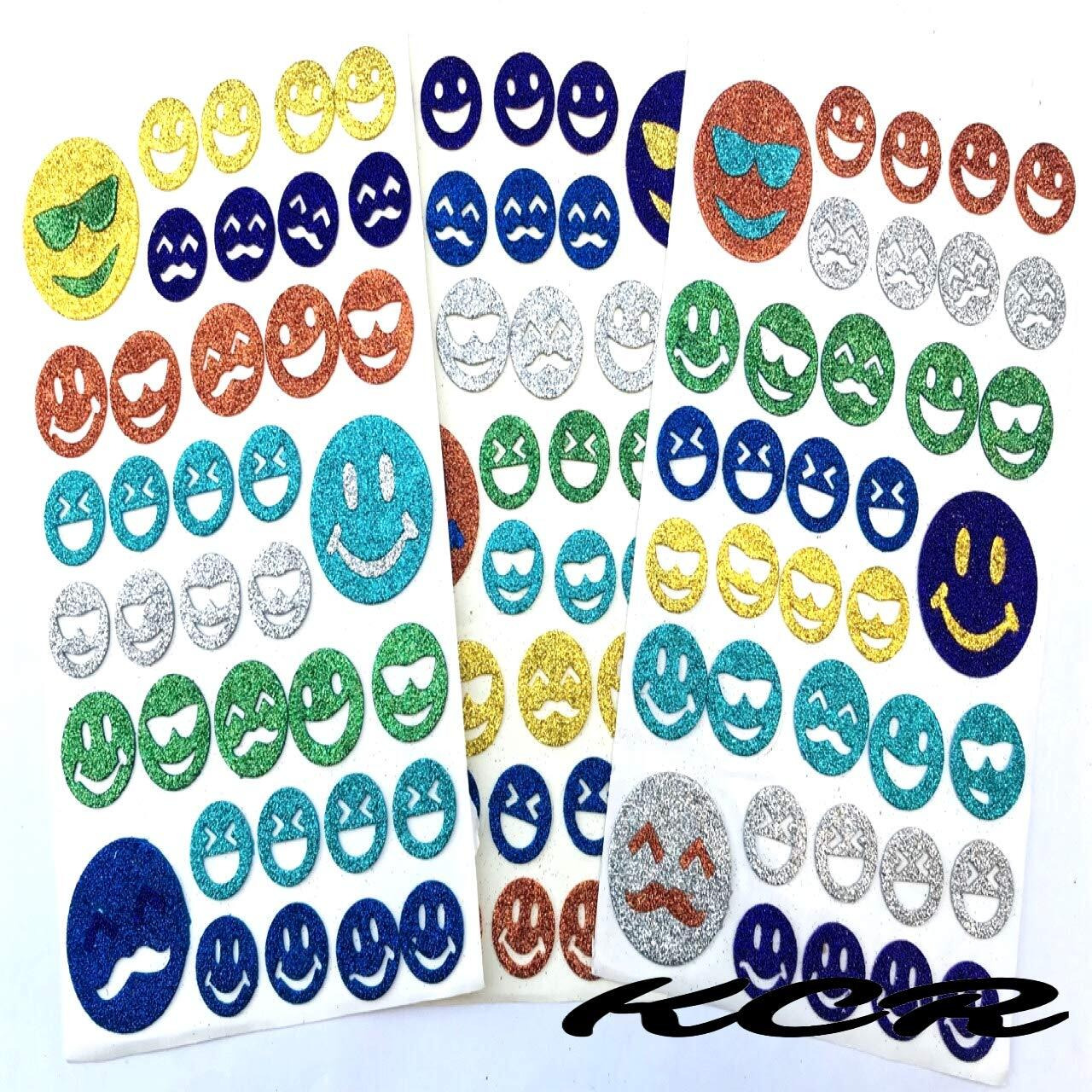 Kcr Eva Foam Glitter Smileys/Emojis Self Adhesive Stickers For Kids, Children Learning Or Art & Craft(Set Of 3)