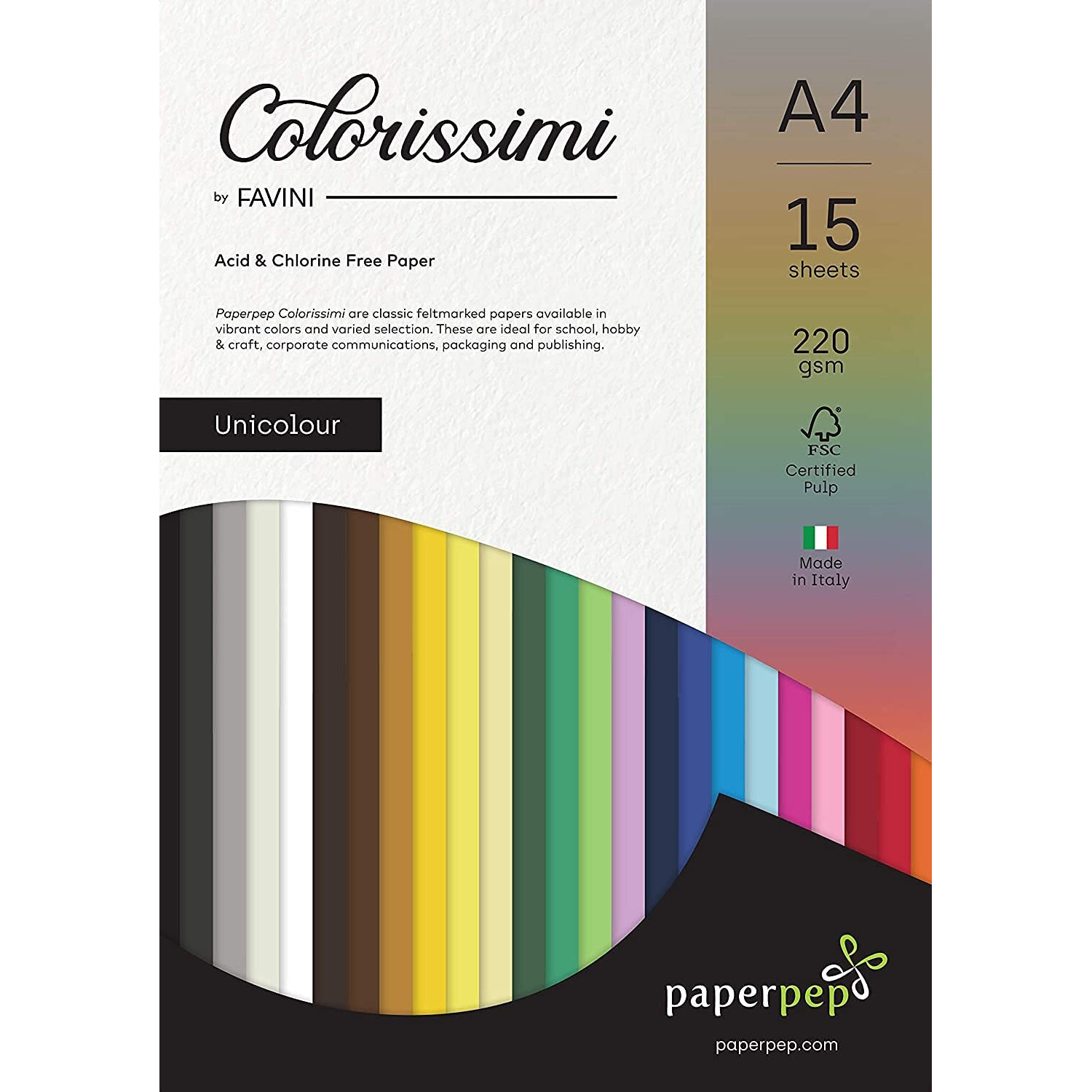 Paper Pep Colorissimi Card Stock 220Gsm A4 Cioccolato (Chocolate Brown) Unicolor Pack Of 30 Sheets
