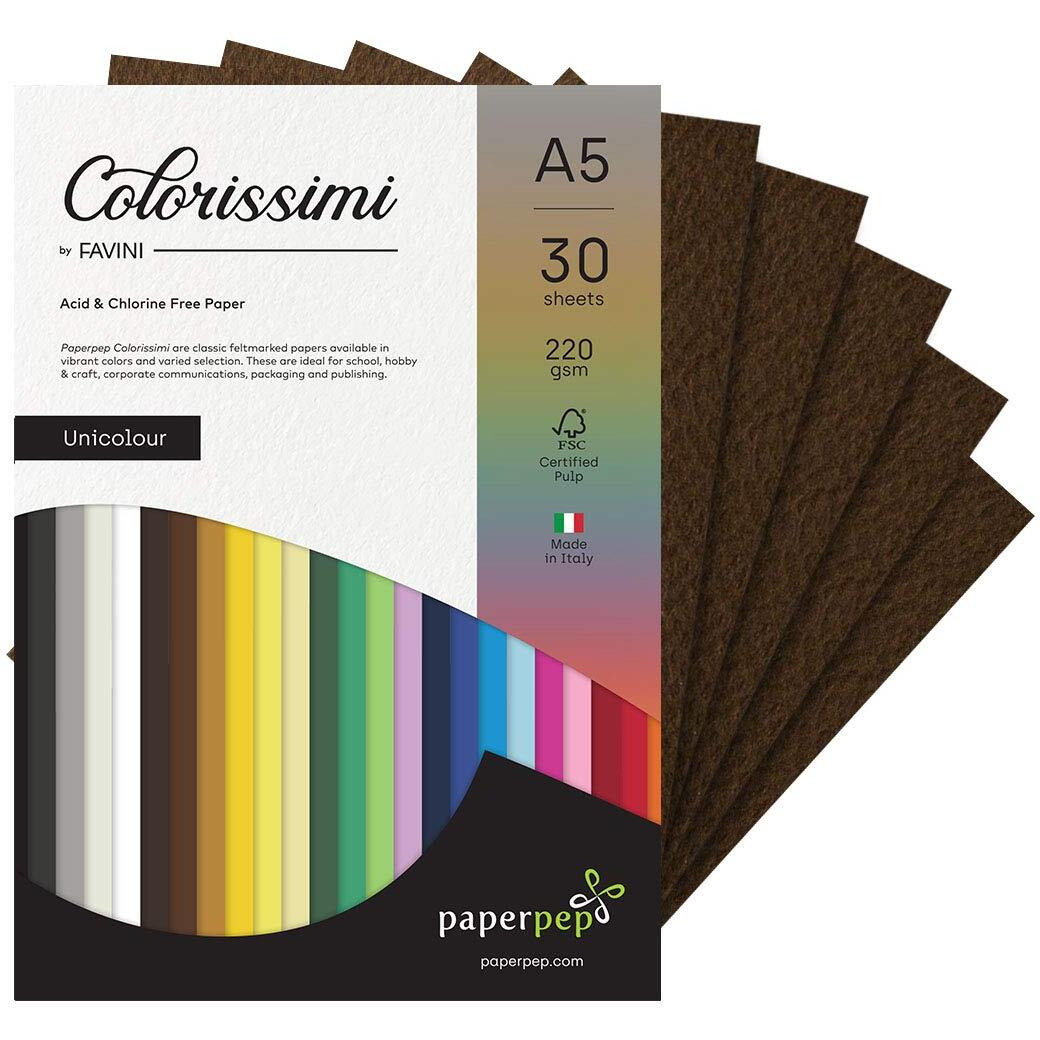 Paper Pep Colorissimi Card Stock 220Gsm A5 Caffe (Brown) Unicolor Pack Of 60 Sheets