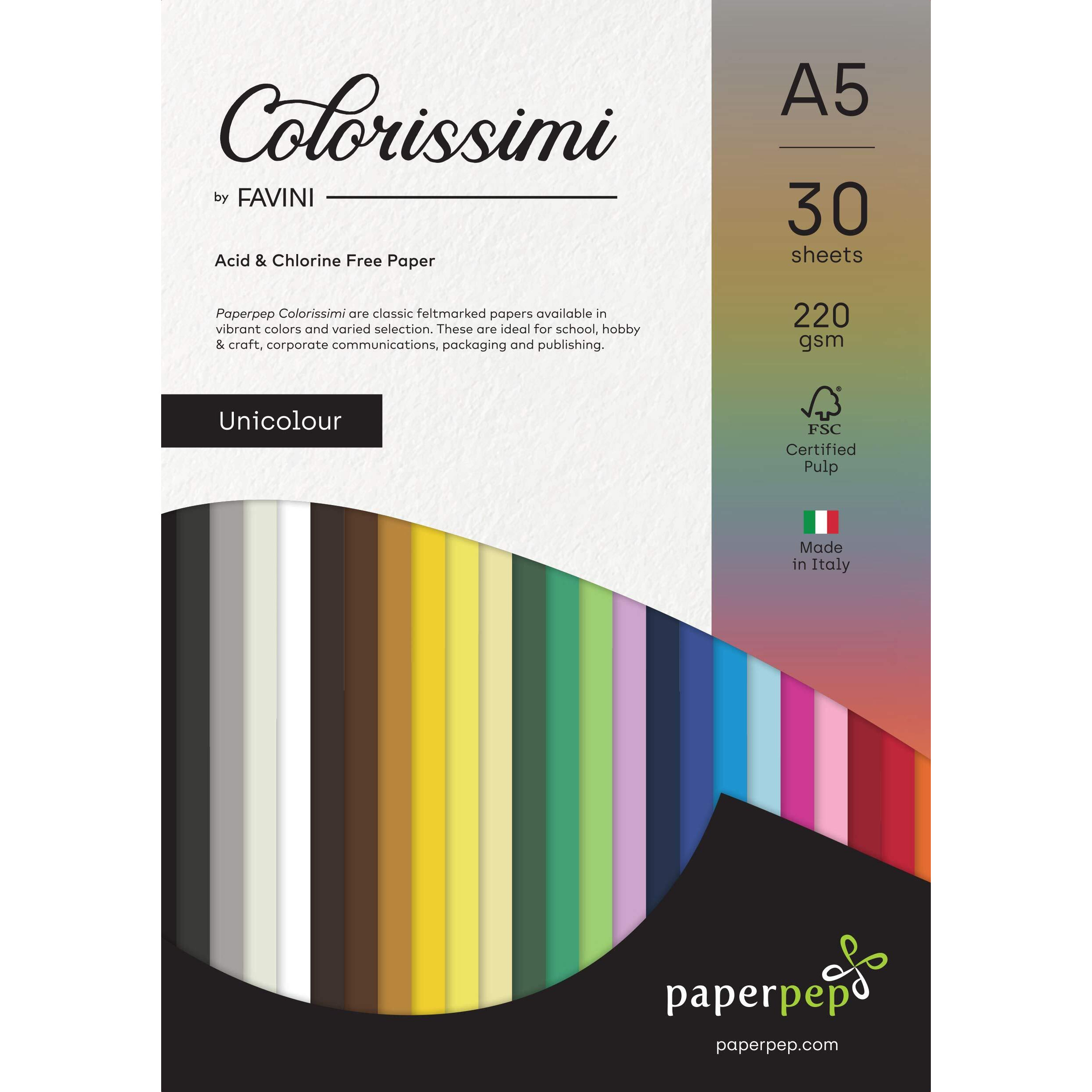 Paper Pep Colorissimi Card Stock 220Gsm A5 Caffe (Brown) Unicolor Pack Of 60 Sheets
