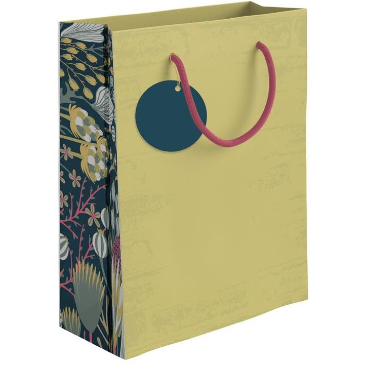 Paperpep Green Floral Side Print 7&quotX4&quotX9" Gifting Paper Bag| Ideal For Return Gifts, Presents, Weddings, Birthday, Holiday Presents, Celebrations | Pack Of 10