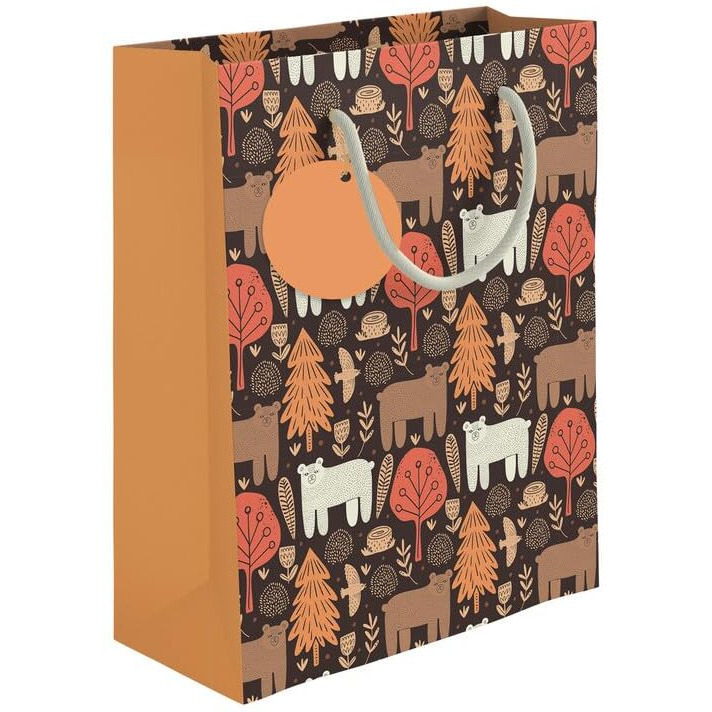 Paperpep Brown Autumn Jungle Print 9&quotX4&quotX7" Gifting Paper Bag| Ideal For Return Gifts, Presents, Weddings, Birthday, Holiday Presents, Celebrations | Pack Of 10