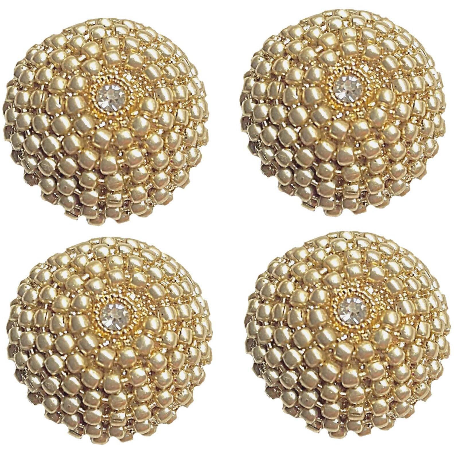 Paushak Boutique Fancy Golden Jewellery Buttons (Set Of 2)