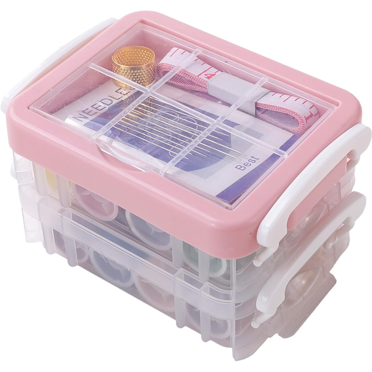 Kuber Industries Sewing Kit Box For Home Use (33 Items Included Inside) | Sui Dhaga Kit For Stitching | Multifunctional Stitching Accessories For Embroidery | Threads And Needles Set With Reel Box