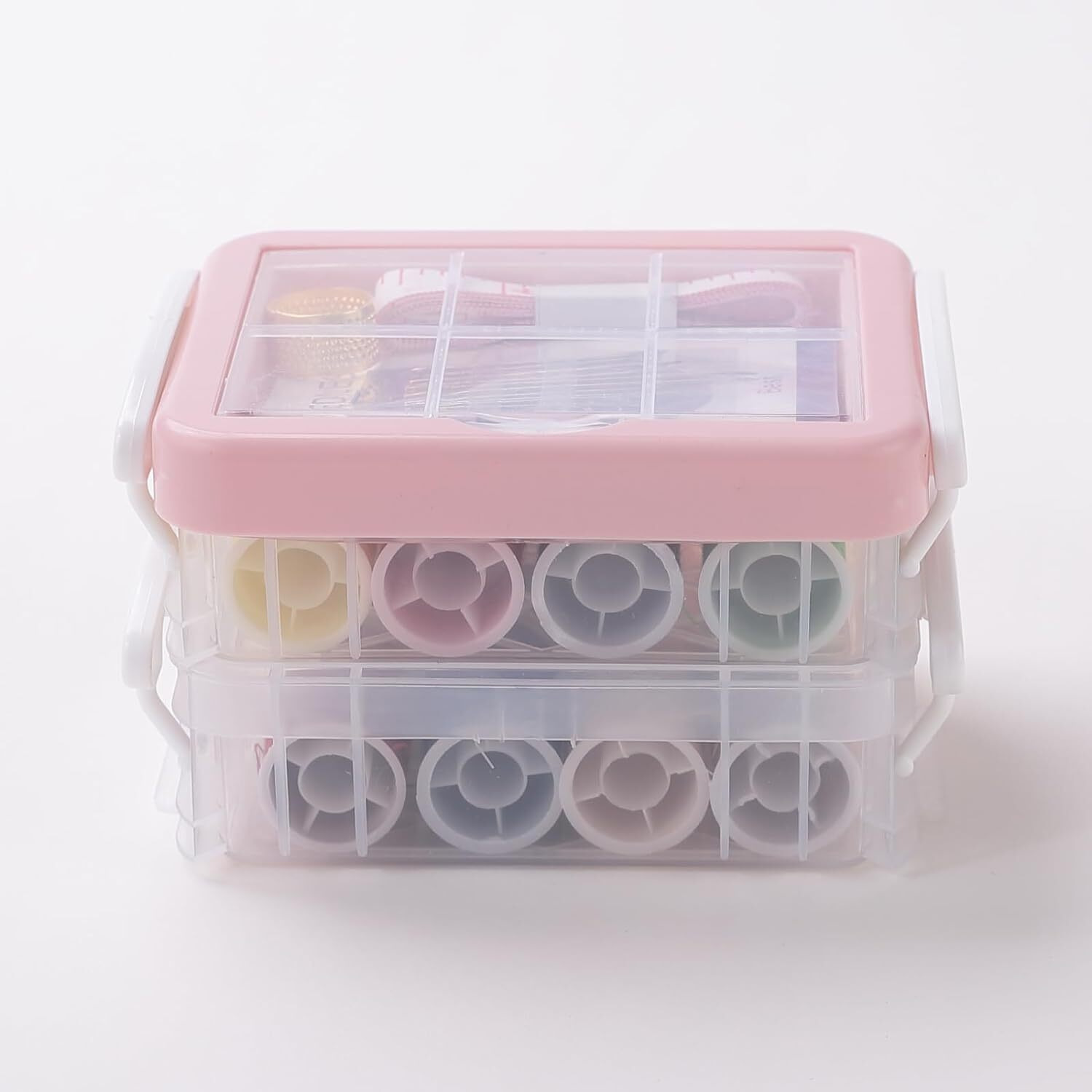 Homestic Multifunctional Sewing Kit Set Of 33|Silai Machine Tools With Polyester Thread|Steel Needles (Transparent)