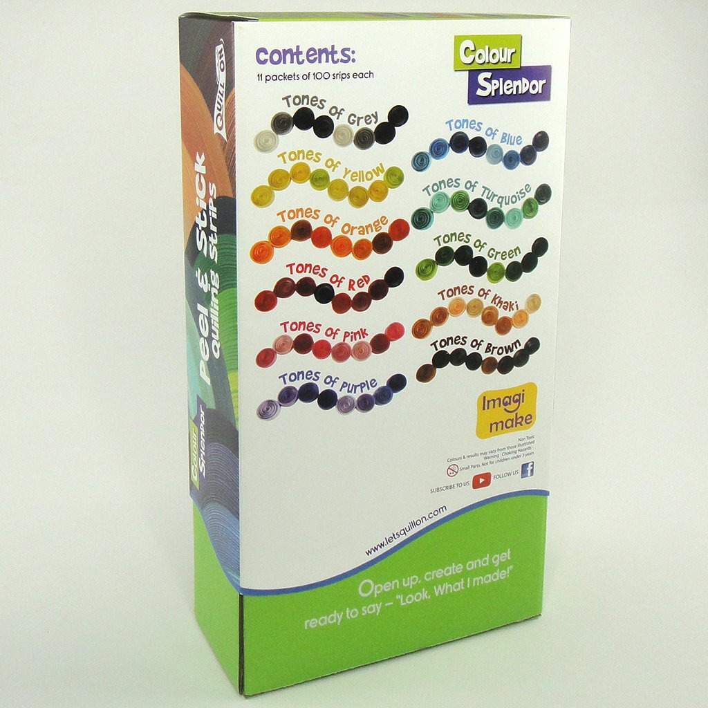 Colour Spledor - Sticky Back 5 Mm Quilling Strips - 1100 Strips - 44 Shades