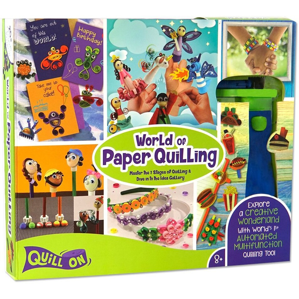 Quill On - Paper Quilling Kit For Beginners, With Electric Quilling Tool, 20+ Quilling Ideas & 5Mm, 10 Mm Quilling Strips - Multicolor,Fun Craft Kit With 120 Page Quilling Page