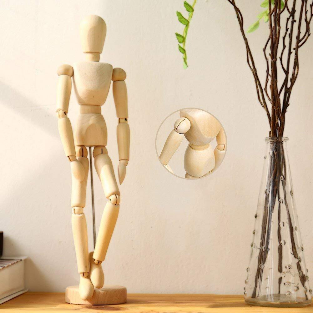 Chrome 30Cm Wooden Human Art Drawing Flexible Joints Mannequin Manikins Figures Doll Model For Artists Sketch Charcoal Home Desk Decoration Children Toys