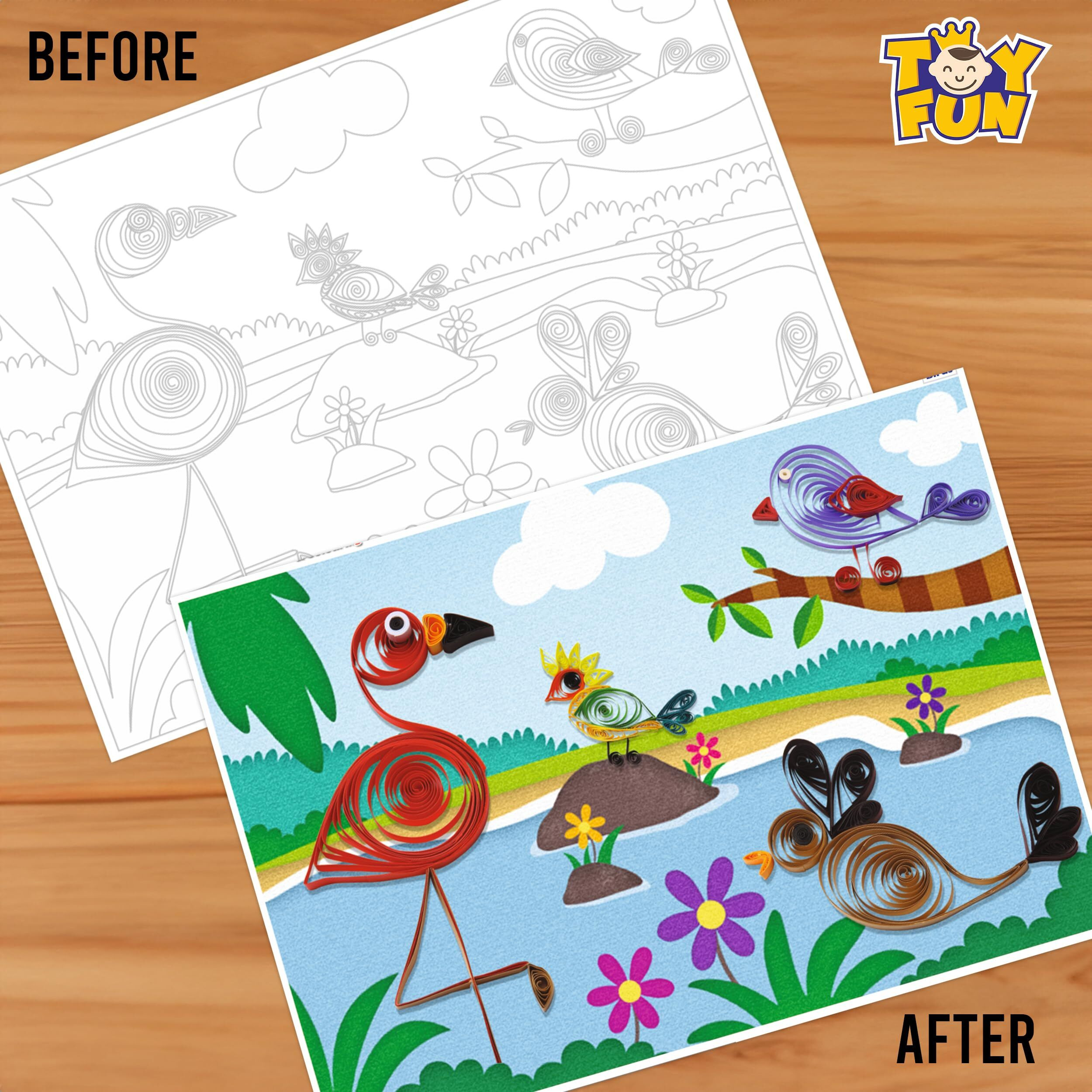Toy Fun The Art Of Paper Quilling Bird Series Art And Craft For Kids | Diy Kit Set For Young Artist Age 5 Years And Above.Gift For Creative Girls