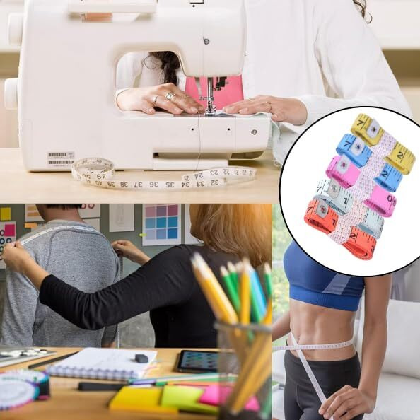 Bureaucrat Measuring Tape - Body Measurement Inch Tape - 60 Inches/150 Cms - Double Side Rulers, Fiberglass, Flexible, Portable,Sewing, Dress Making Tailor's Tape (Multicolour,Pack Of 10)