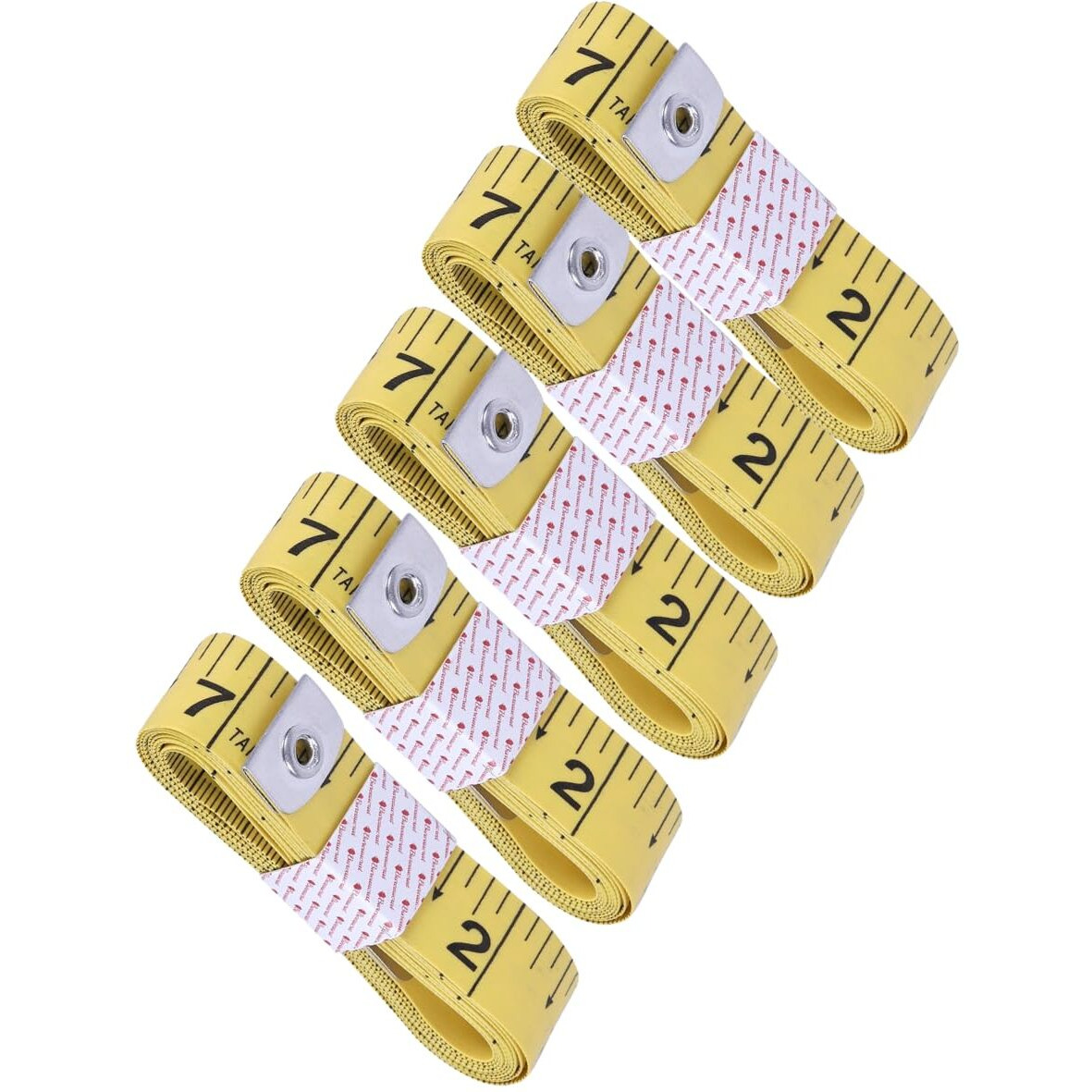 Bureaucrat Measuring Tape - Body Measurement Inch Tape - 60 Inches/150 Cms - Double Side Rulers, Fiberglass, Flexible, Portable,Sewing, Dress Making Tailor's Tape (Yellow,Pack Of 5)
