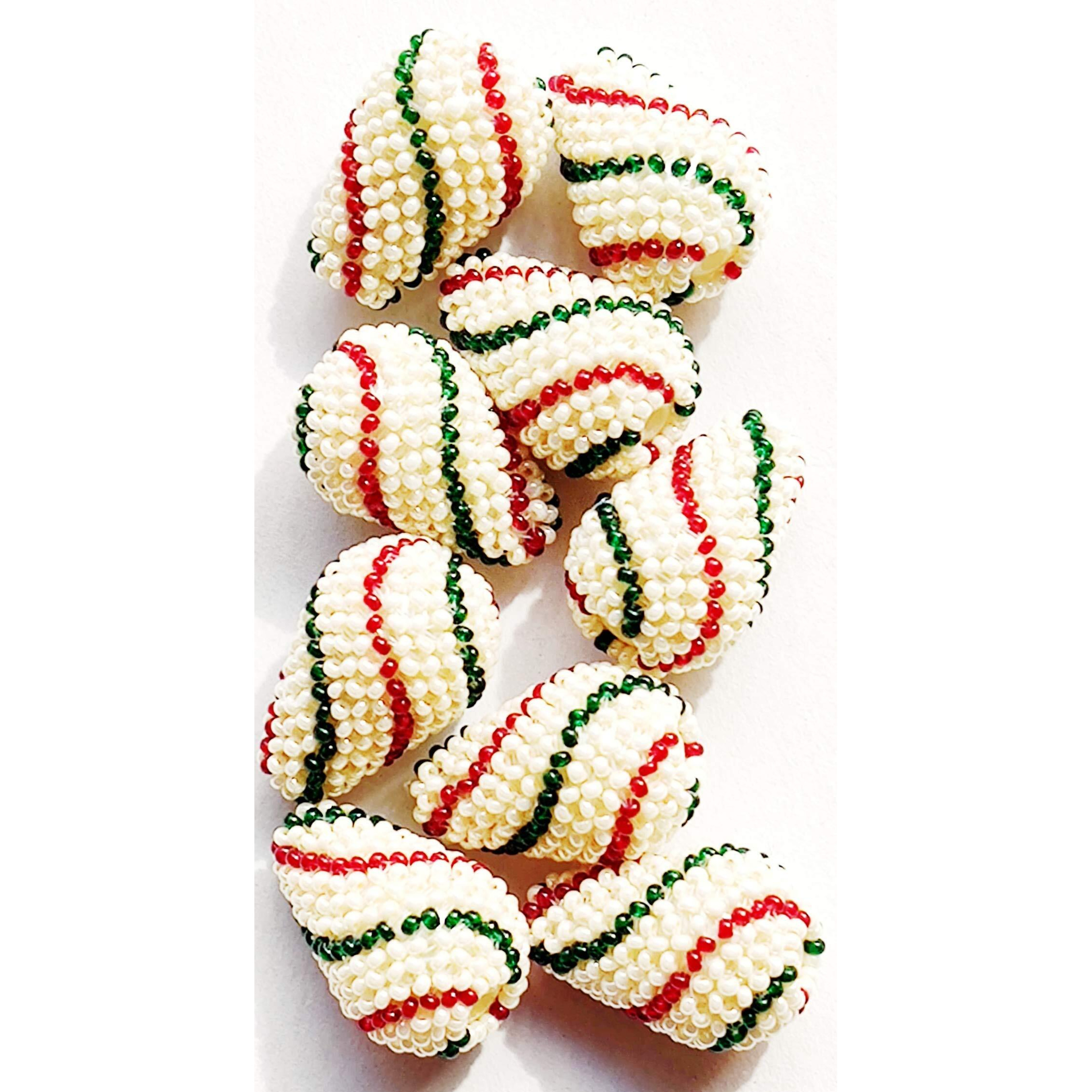 Paushak Boutique Off White Lehariya Style Moti Button (Set Of 2)