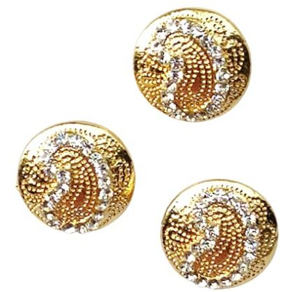 Paushak Boutique Designer Golden Mango Shape Silver Stone Button (Piece Of 3)