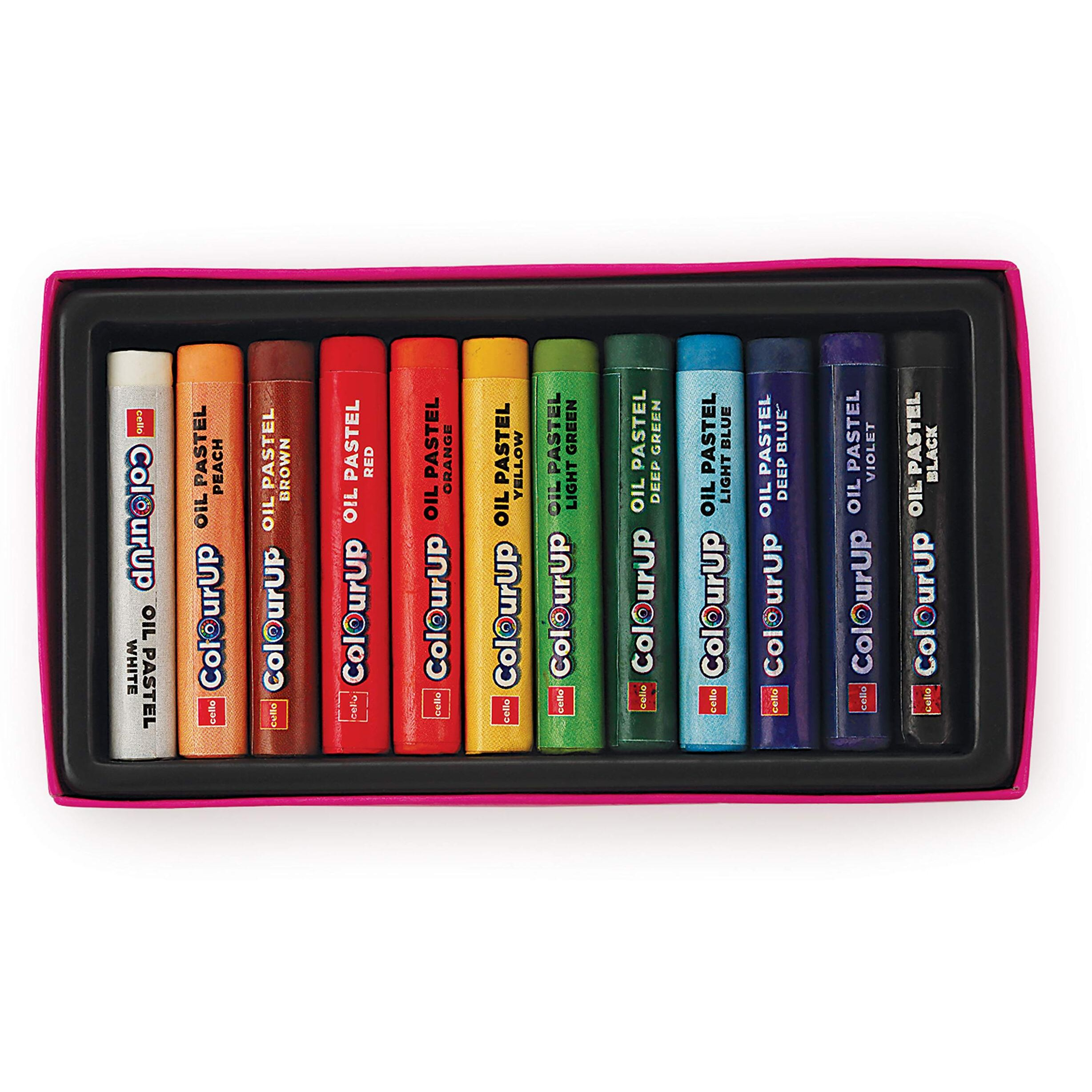 Cello Colourup Oil Pastels-12 Shades|Bright Colours For Kids|Non-Toxic Colouring Range|Adventure Themed Pack Ideal For Gifting|Multicolor