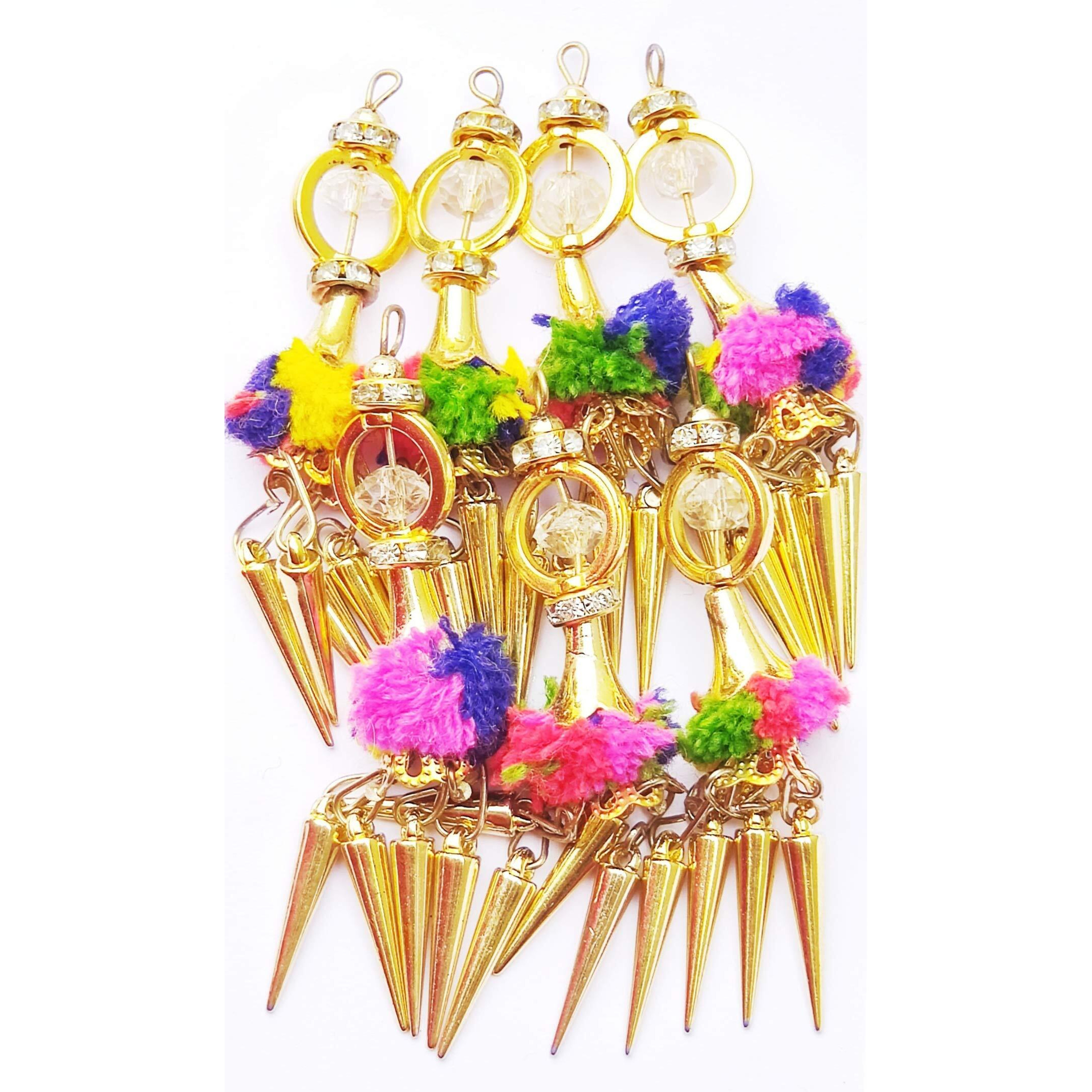 Paushak Boutique Multicolour Golden Latkan Button For Indian Dresses For Kurties,Gowns And Party Wears Dresses (Set Of 3)