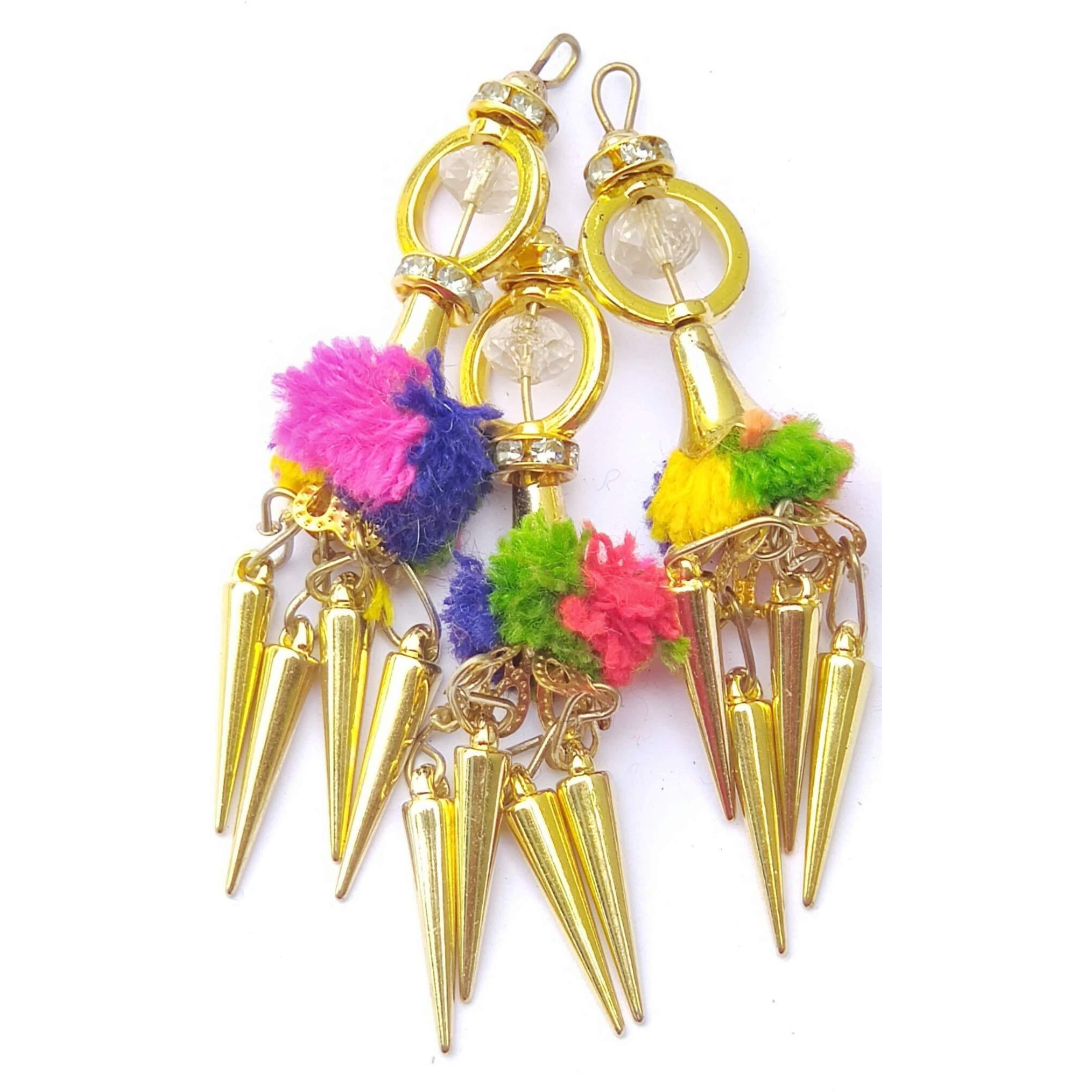 Paushak Boutique Multicolour Golden Latkan Button For Indian Dresses For Kurties,Gowns And Party Wears Dresses (Set Of 3)