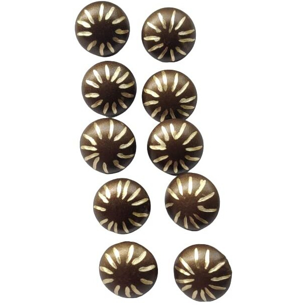 Paushak Boutique Round Brown Brasso Button (Piece Of 10)