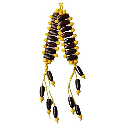Paushak Boutique Beautiful Wooden Yellow Beads Handmade Hanging Button (Set Of 1)